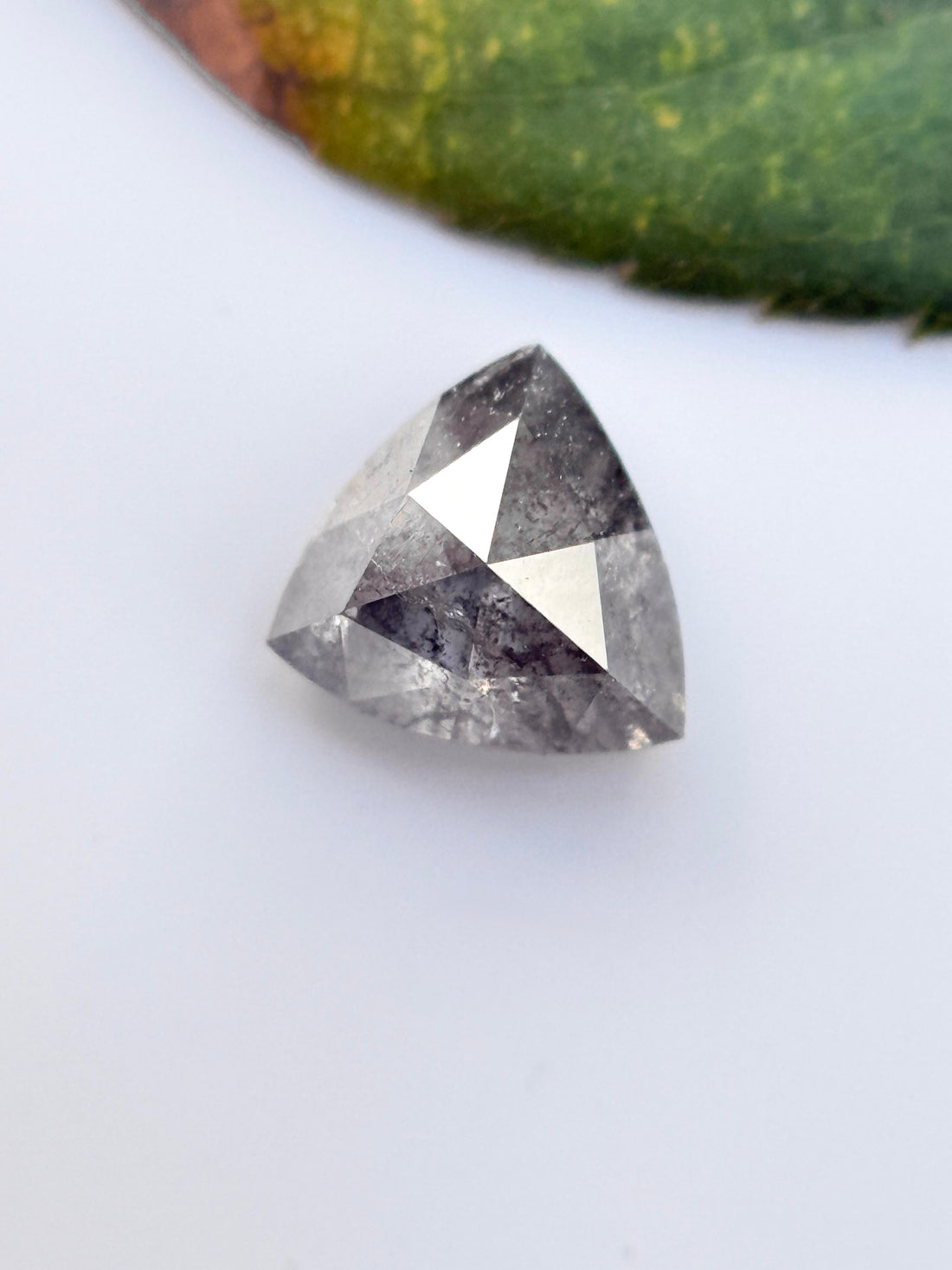 0.49 Ct Triangle Rose Cut Grey Natural Salt and Pepper Diamond