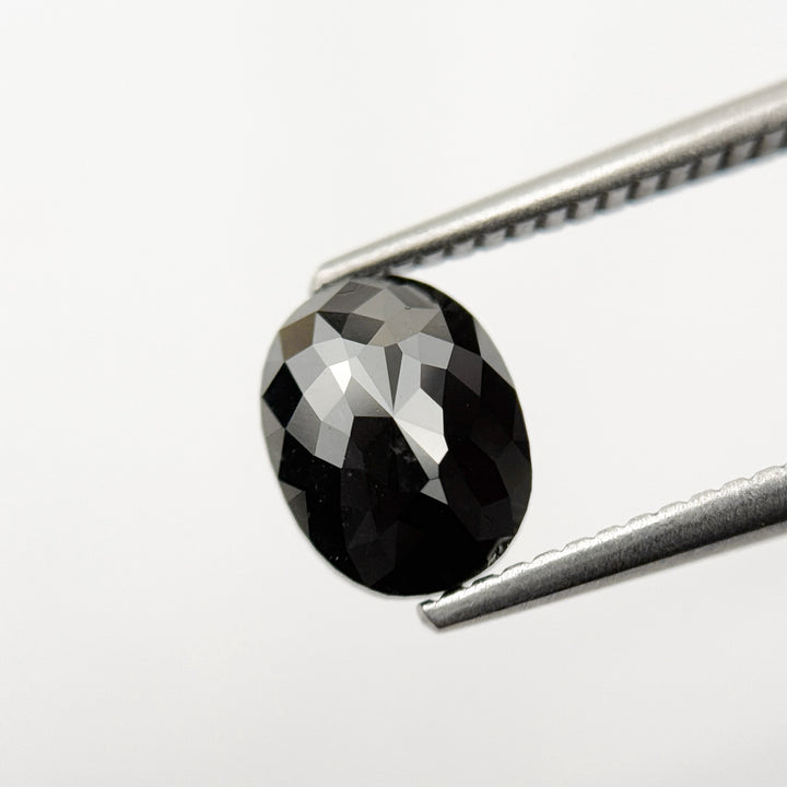 1.69 Ct Oval Rose Cut Black Natural Fancy Diamond