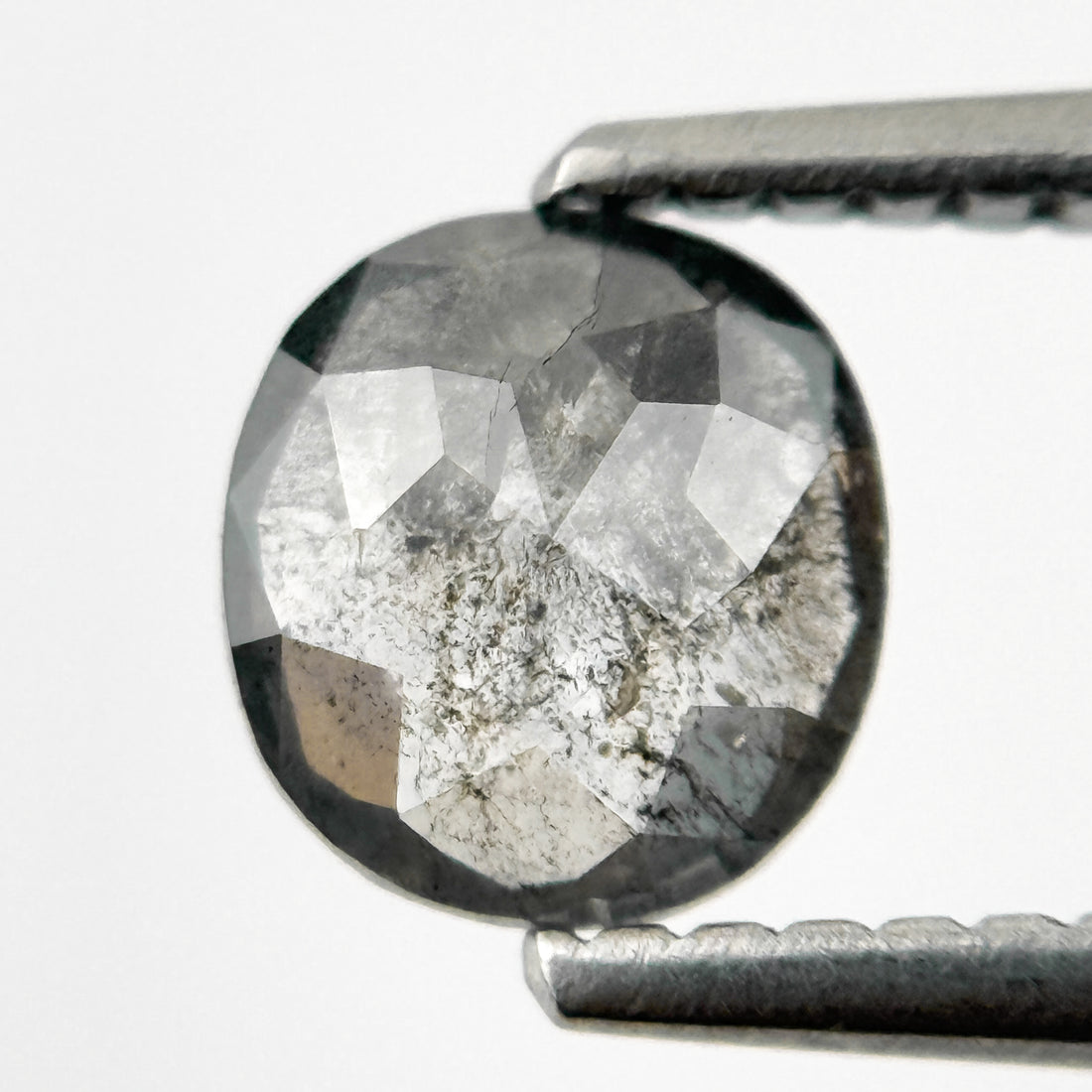 0.86 Ct Cushion Rose Cut Grey Natural Salt and Pepper Diamond