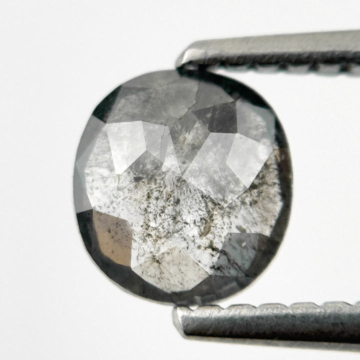 0.86 Ct Cushion Rose Cut Grey Natural Salt and Pepper Diamond