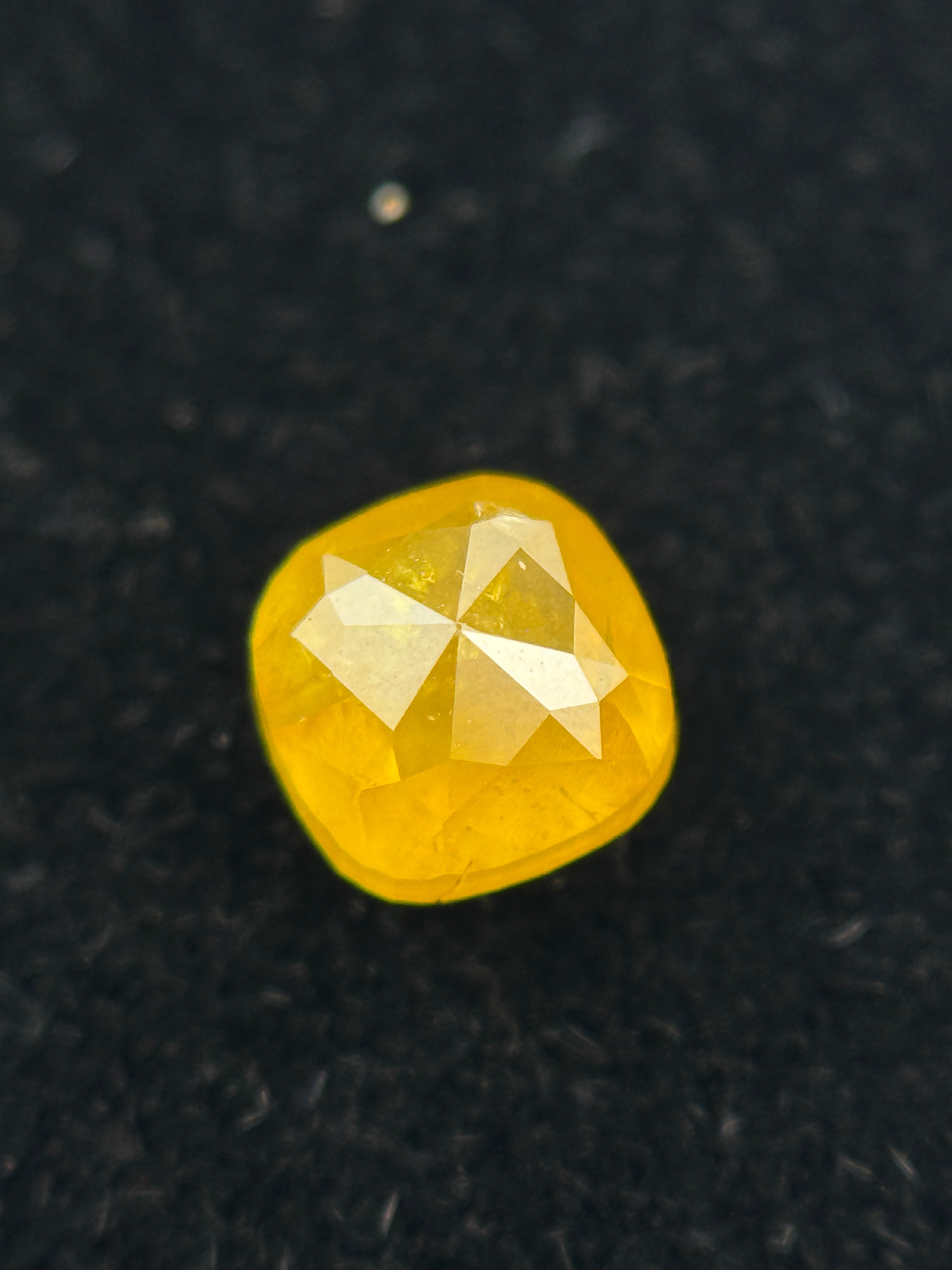 0.67 Ct Cushion Rose Cut Yellow Natural Fancy Diamond