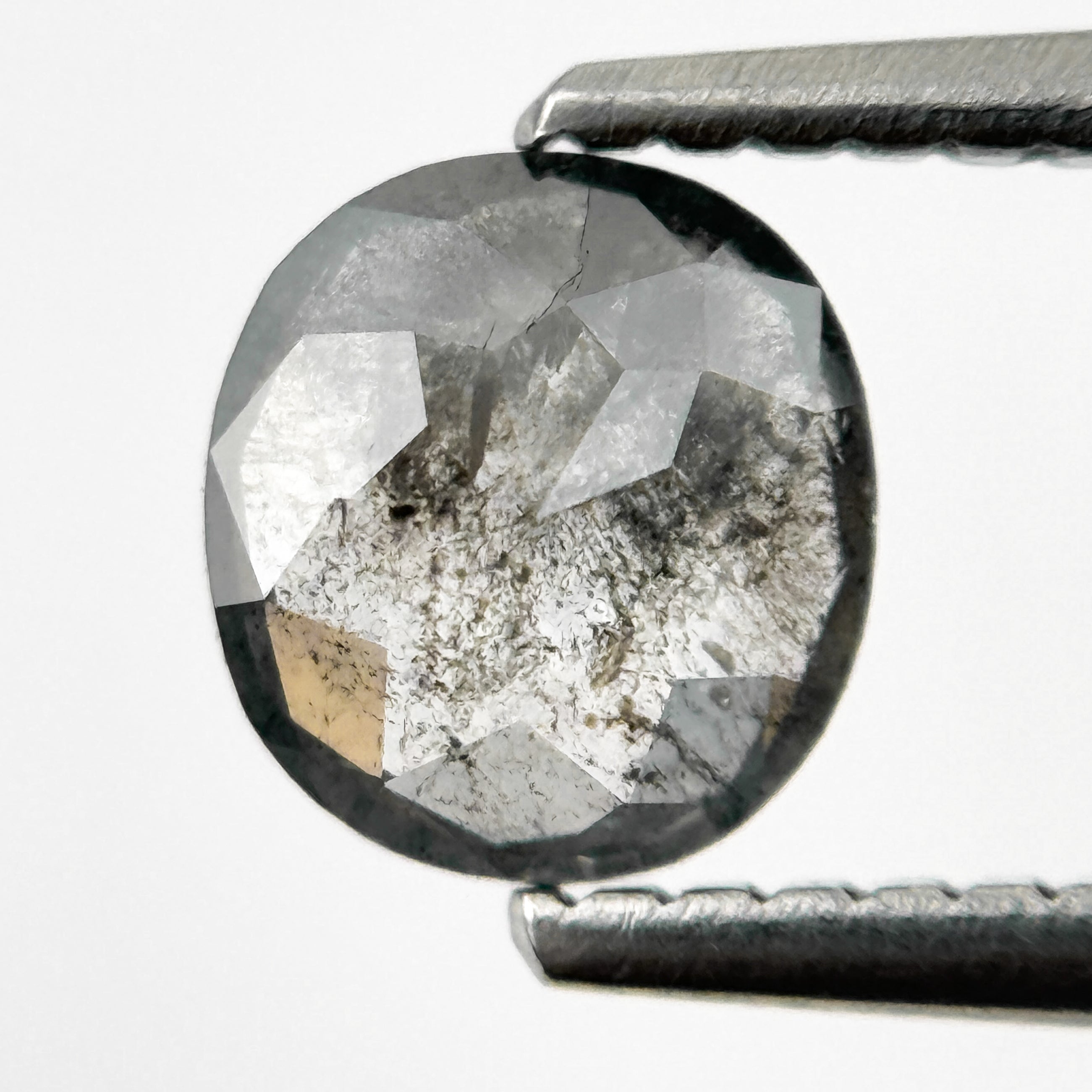 0.86 Ct Cushion Rose Cut Grey Natural Salt and Pepper Diamond