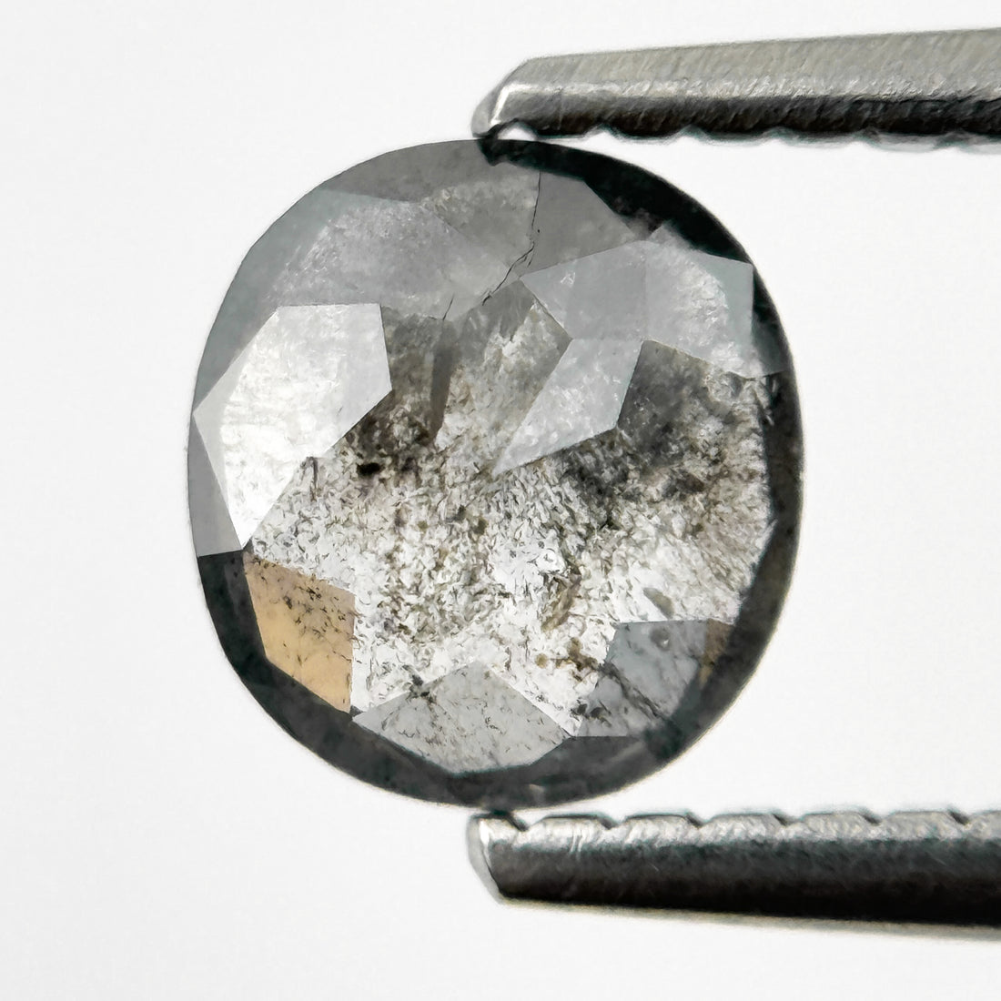 0.86 Ct Cushion Rose Cut Grey Natural Salt and Pepper Diamond