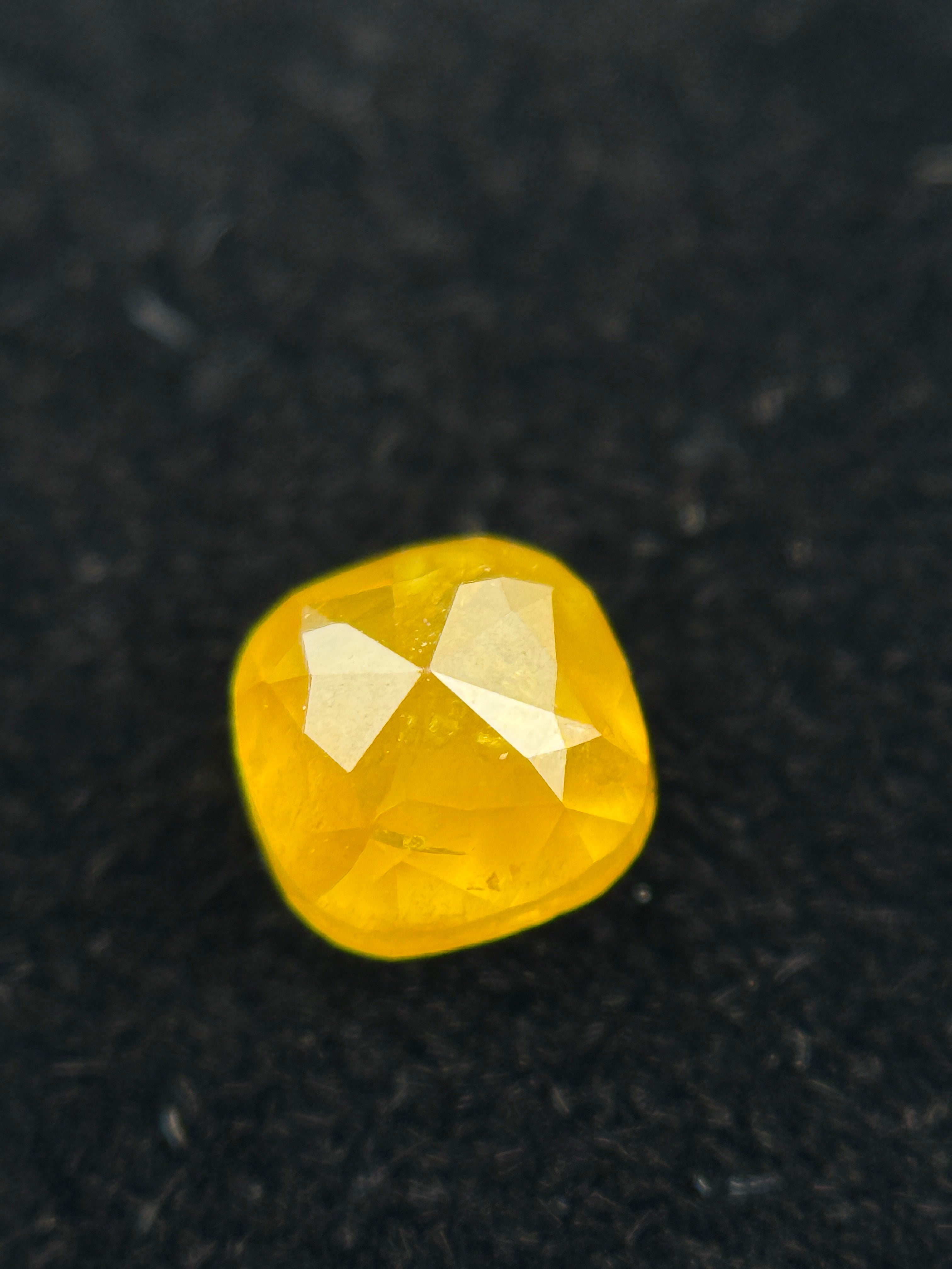 0.67 Ct Cushion Rose Cut Yellow Natural Fancy Diamond