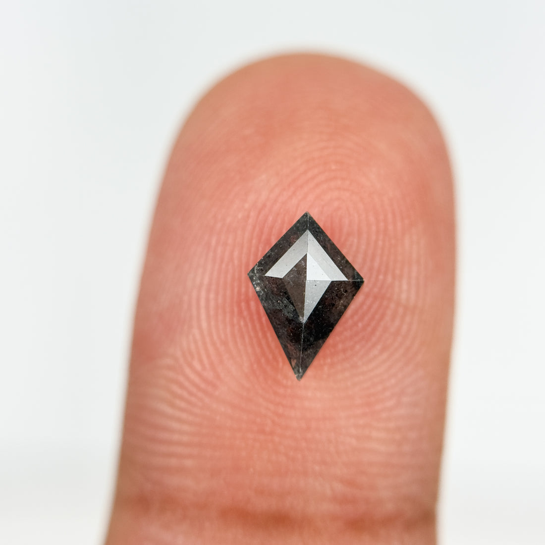 0.74 Ct Kite Rose Cut Black Natural Salt and Pepper Diamond