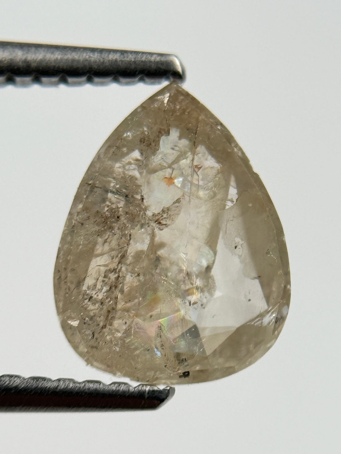 1.41 Ct Pear Rose Cut Grey Natural Salt and Pepper Diamond