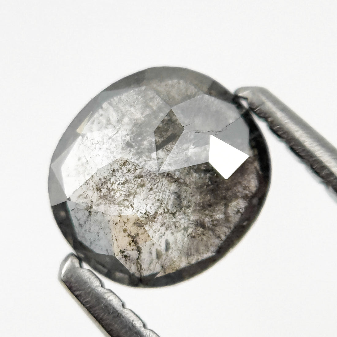 0.86 Ct Cushion Rose Cut Grey Natural Salt and Pepper Diamond