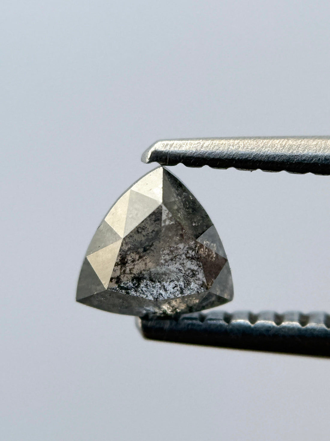 0.49 Ct Triangle Rose Cut Grey Natural Salt and Pepper Diamond