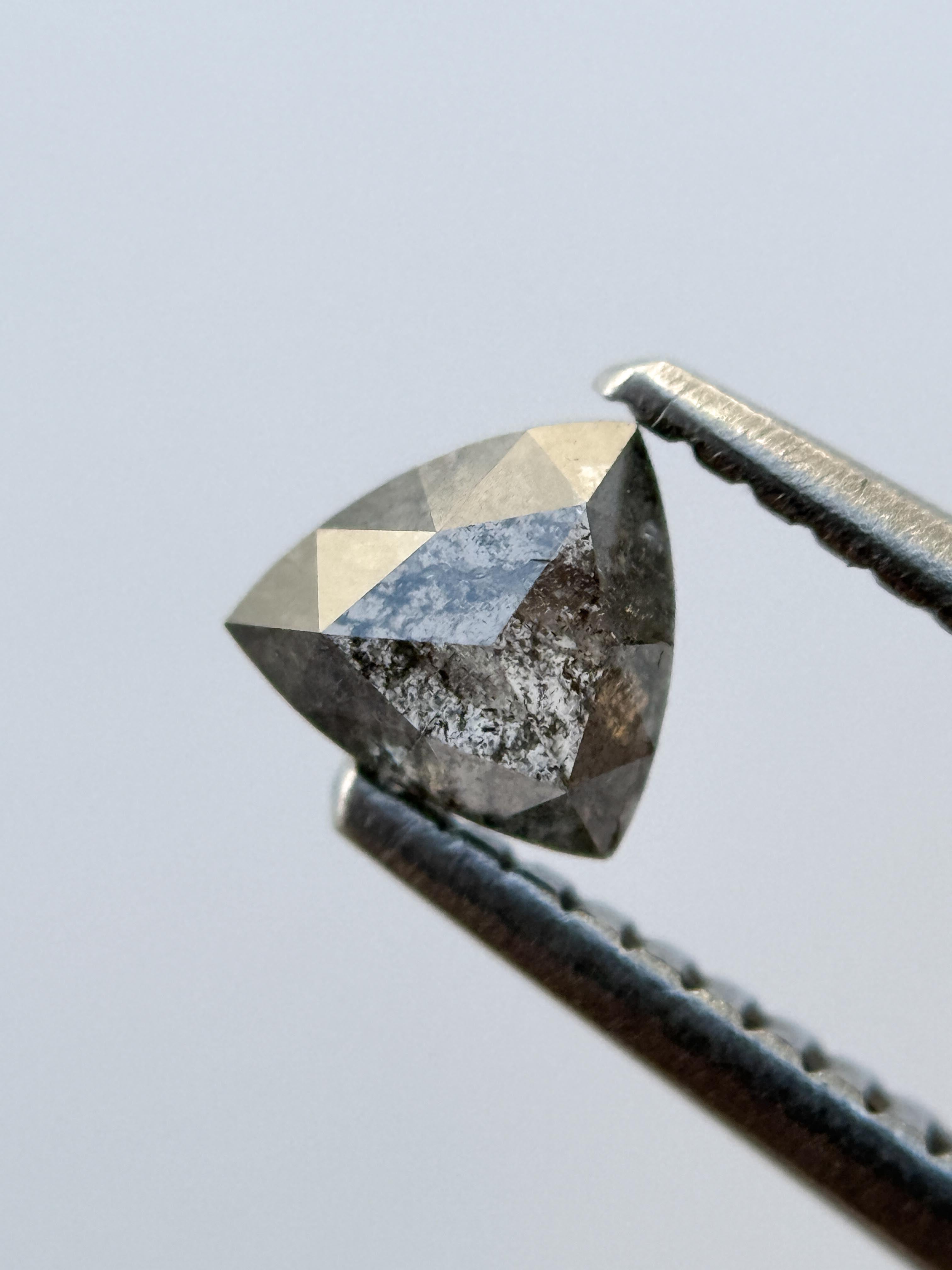 0.49 Ct Triangle Rose Cut Grey Natural Salt and Pepper Diamond