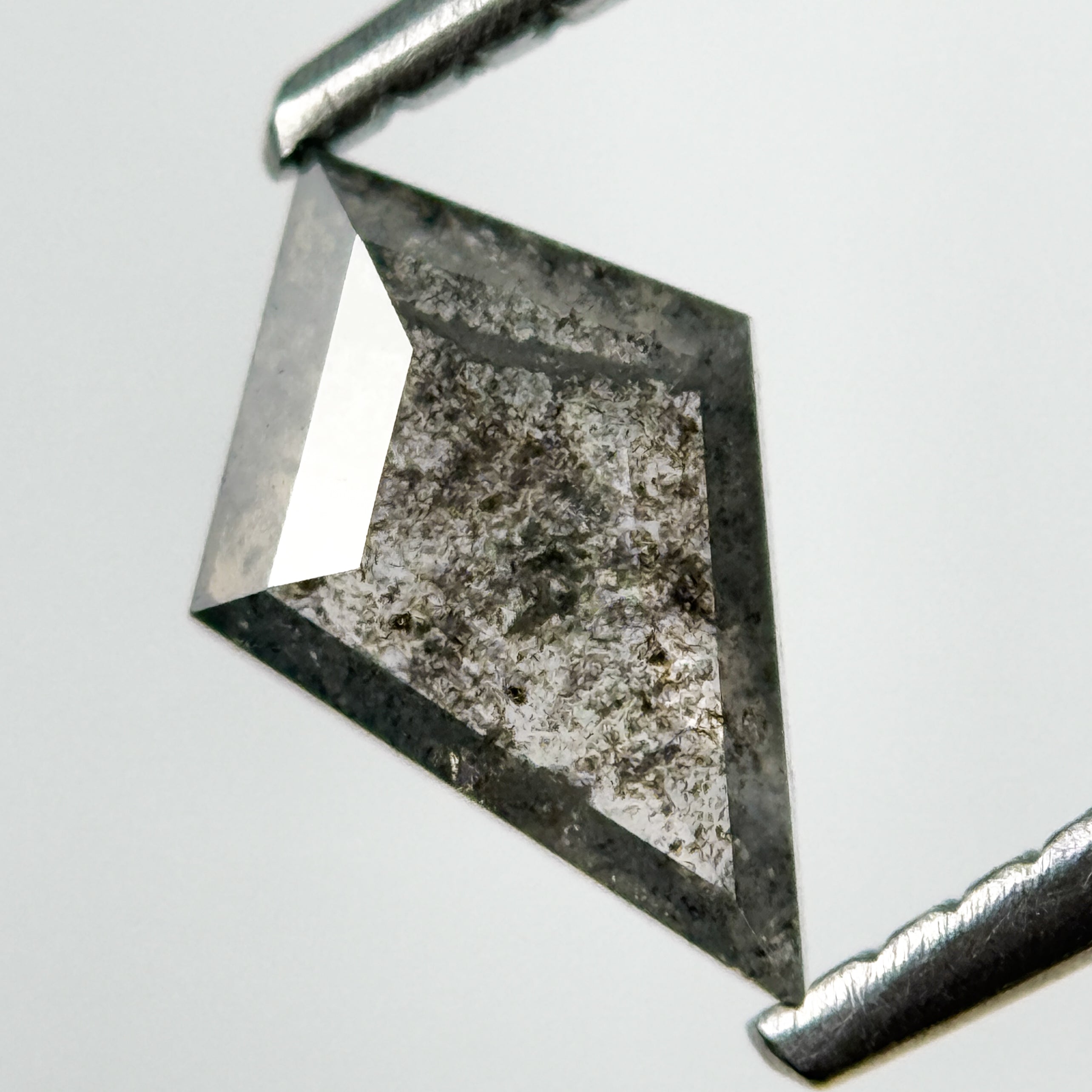 0.53 Ct Kite Rose Cut Grey Natural Salt and Pepper Diamond