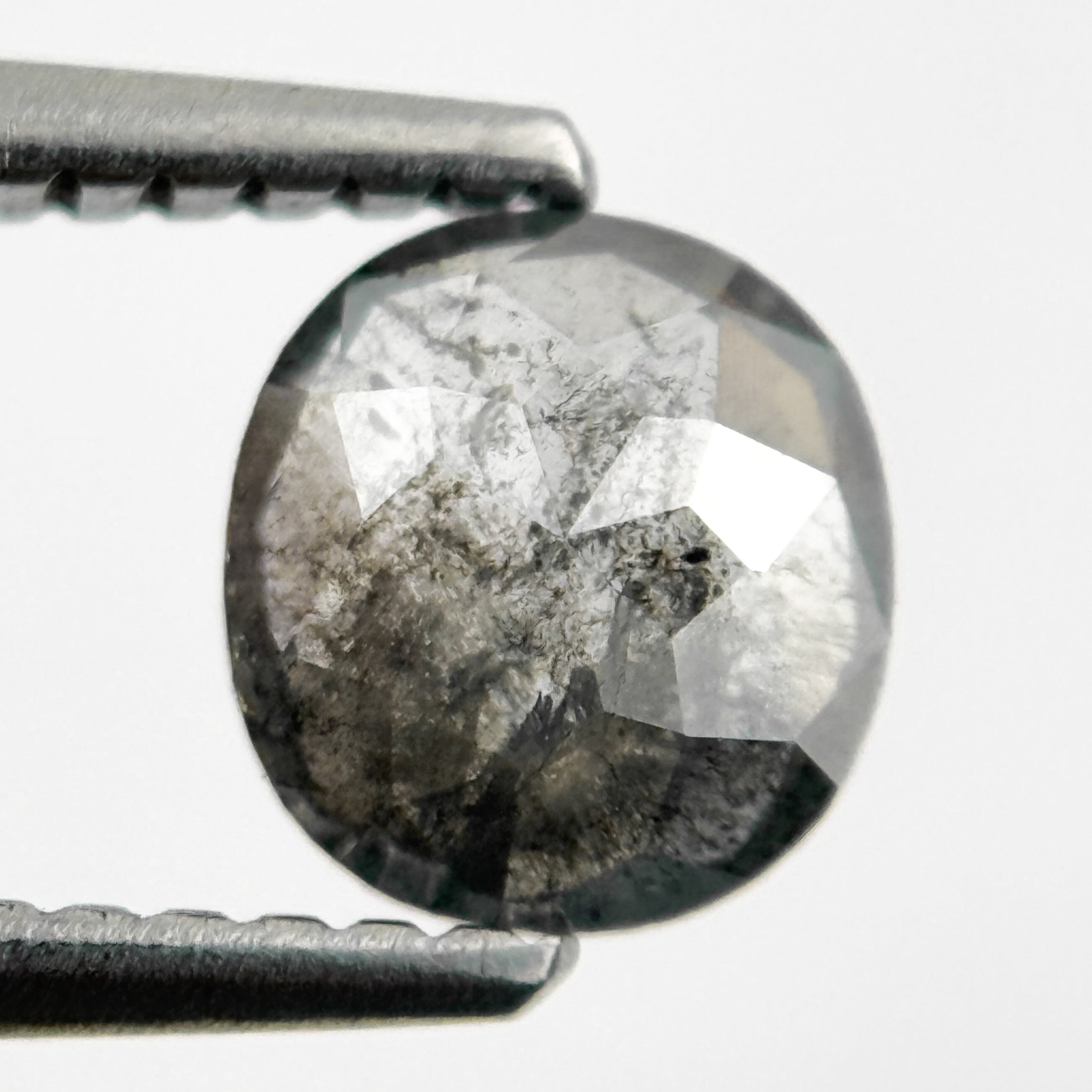 0.86 Ct Cushion Rose Cut Grey Natural Salt and Pepper Diamond
