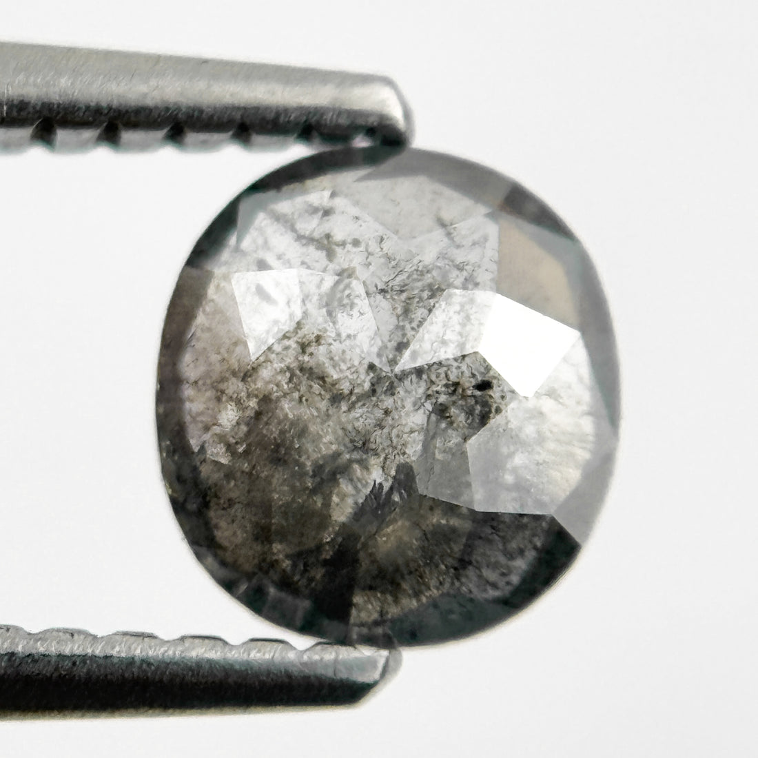 0.86 Ct Cushion Rose Cut Grey Natural Salt and Pepper Diamond