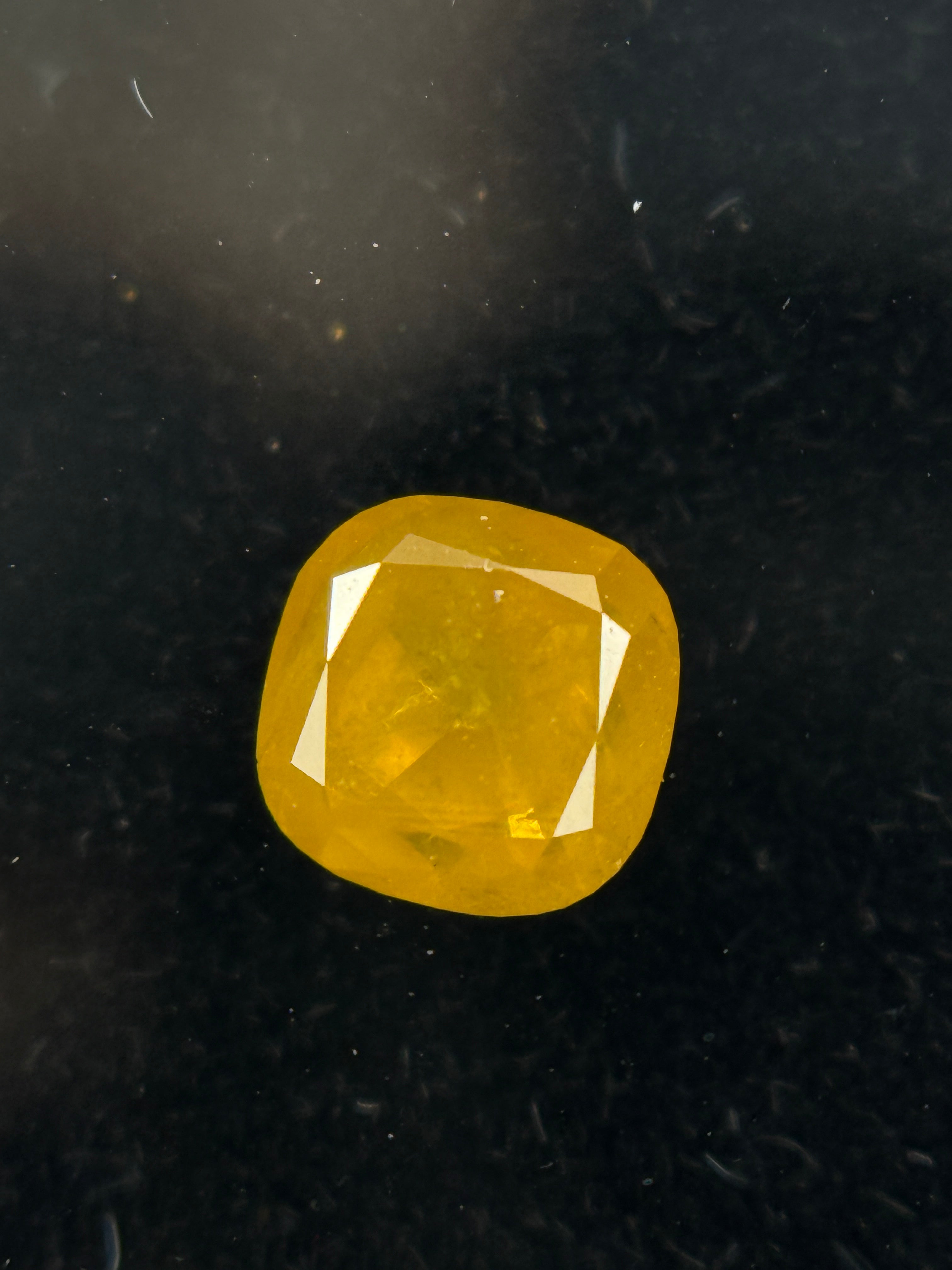 0.67 Ct Cushion Rose Cut Yellow Natural Fancy Diamond
