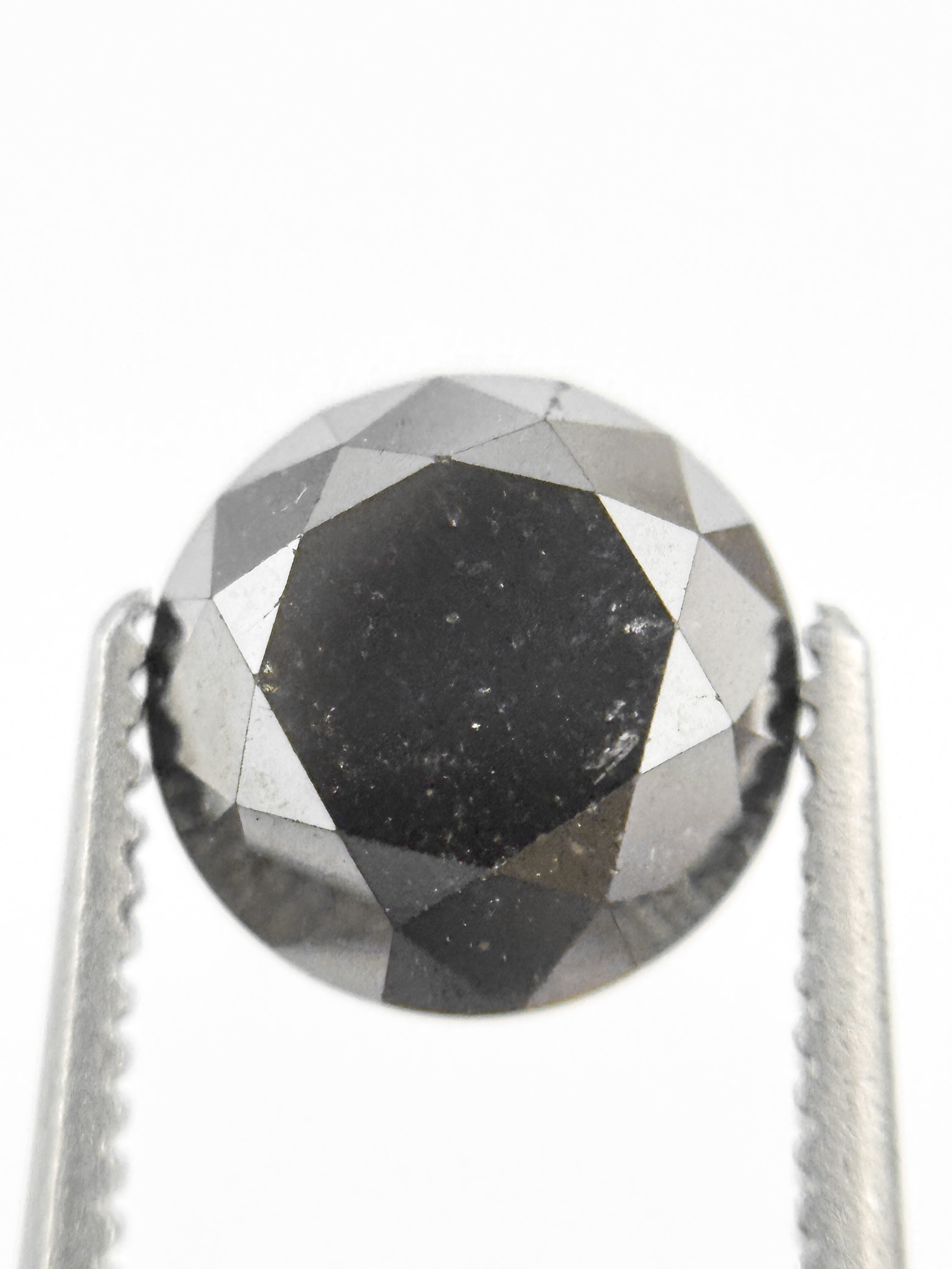 2.11 Ct Round Brilliant Cut Black Natural Loose Diamond