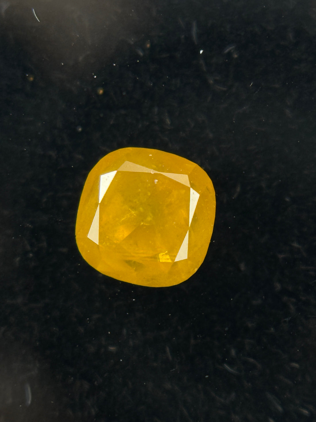 0.67 Ct Cushion Rose Cut Yellow Natural Fancy Diamond