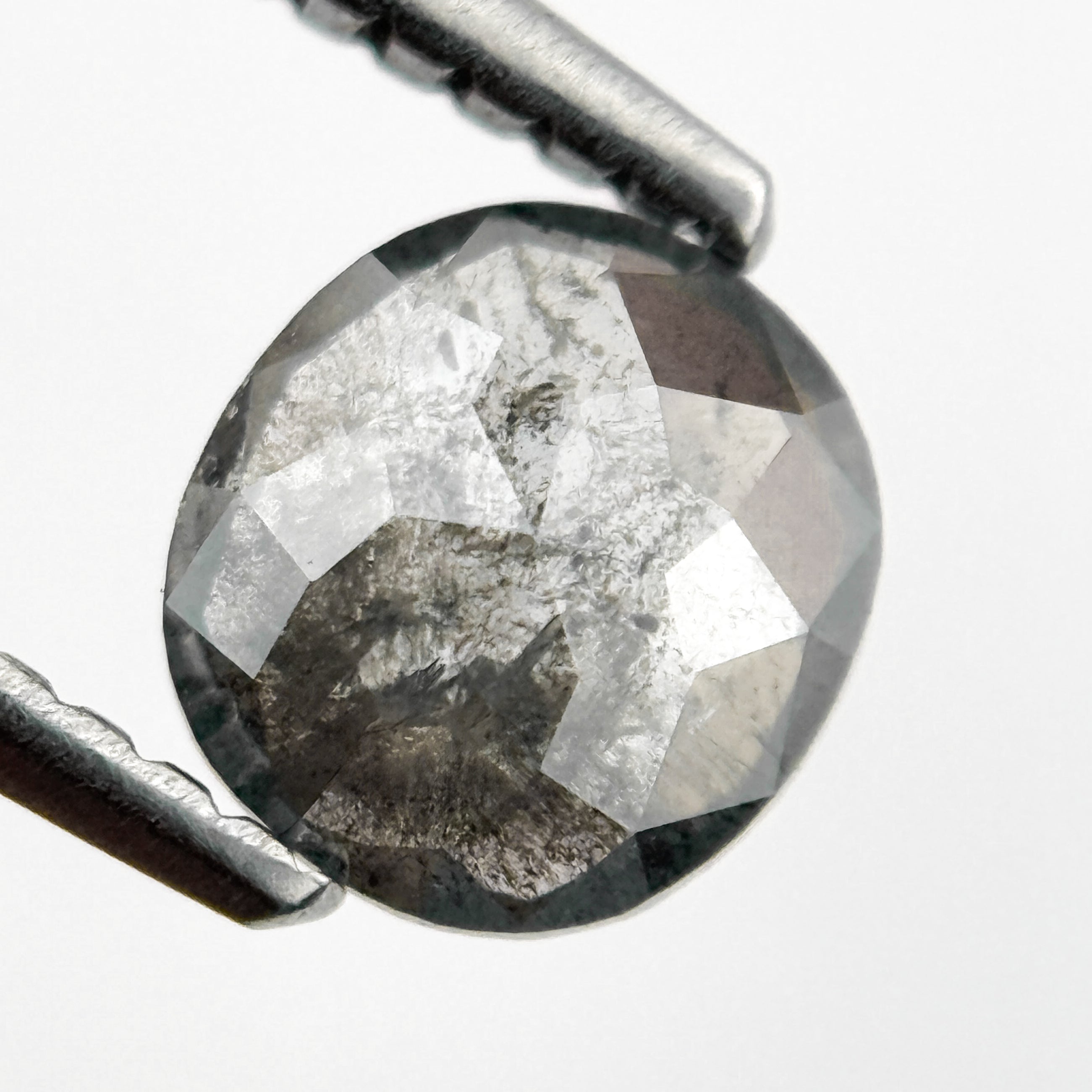 0.86 Ct Cushion Rose Cut Grey Natural Salt and Pepper Diamond
