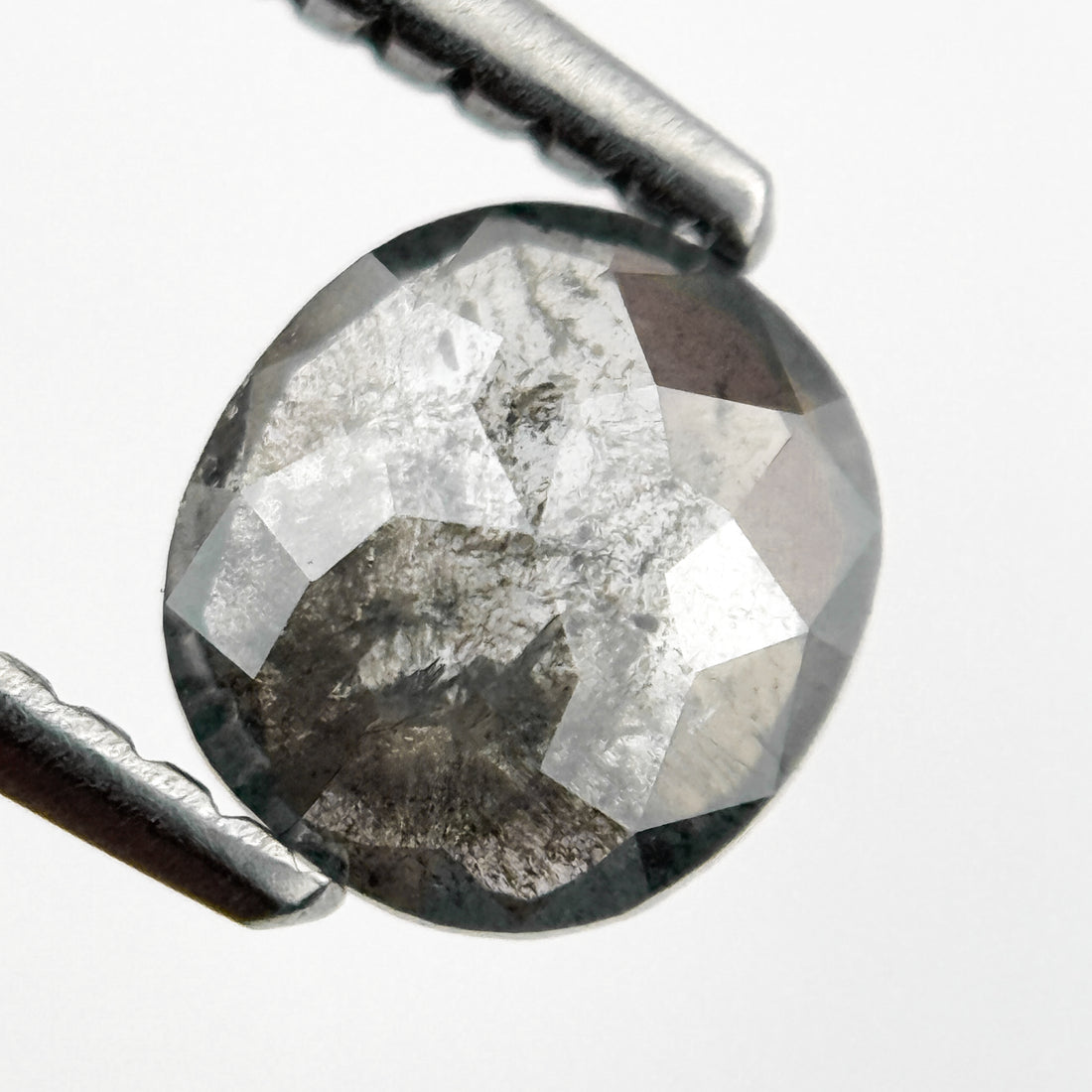 0.86 Ct Cushion Rose Cut Grey Natural Salt and Pepper Diamond
