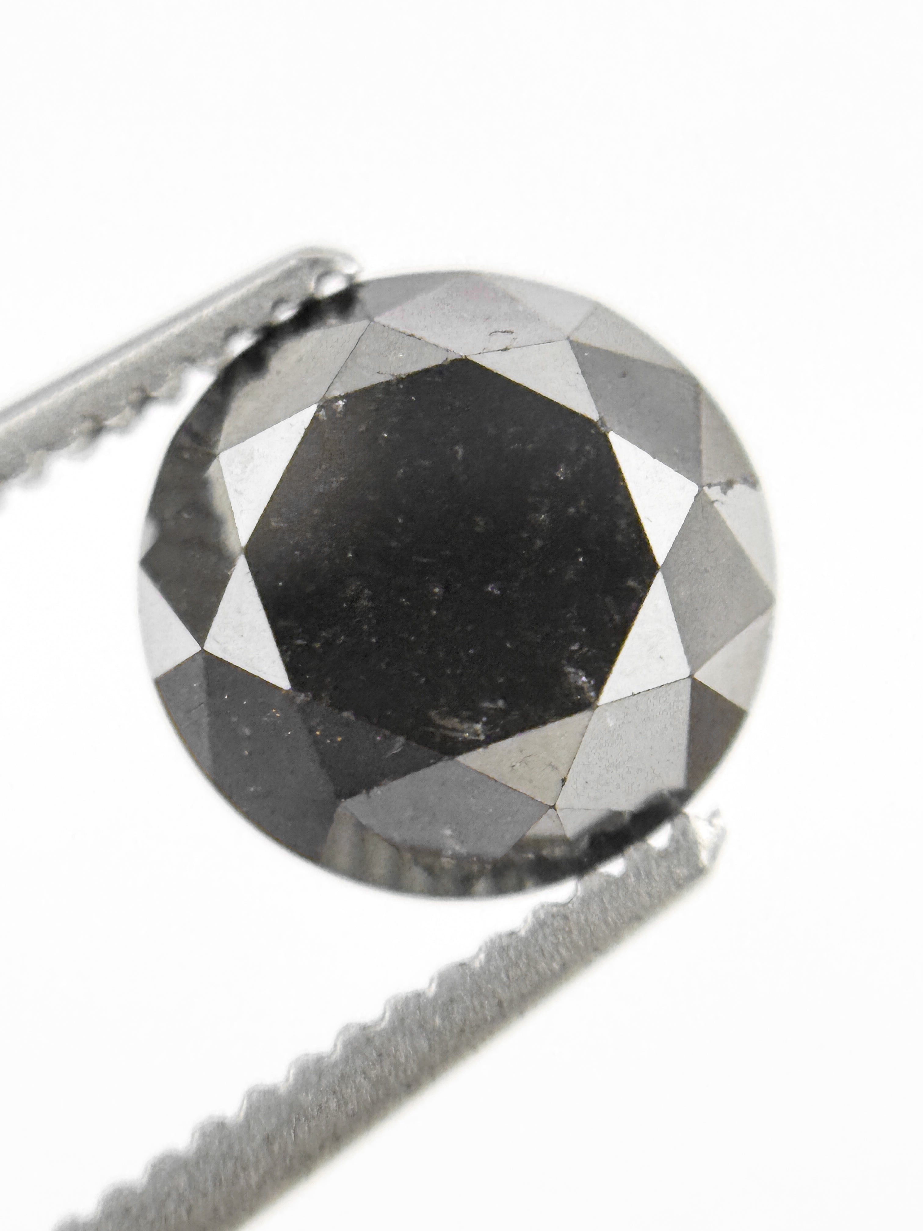 2.11 Ct Round Brilliant Cut Black Natural Loose Diamond