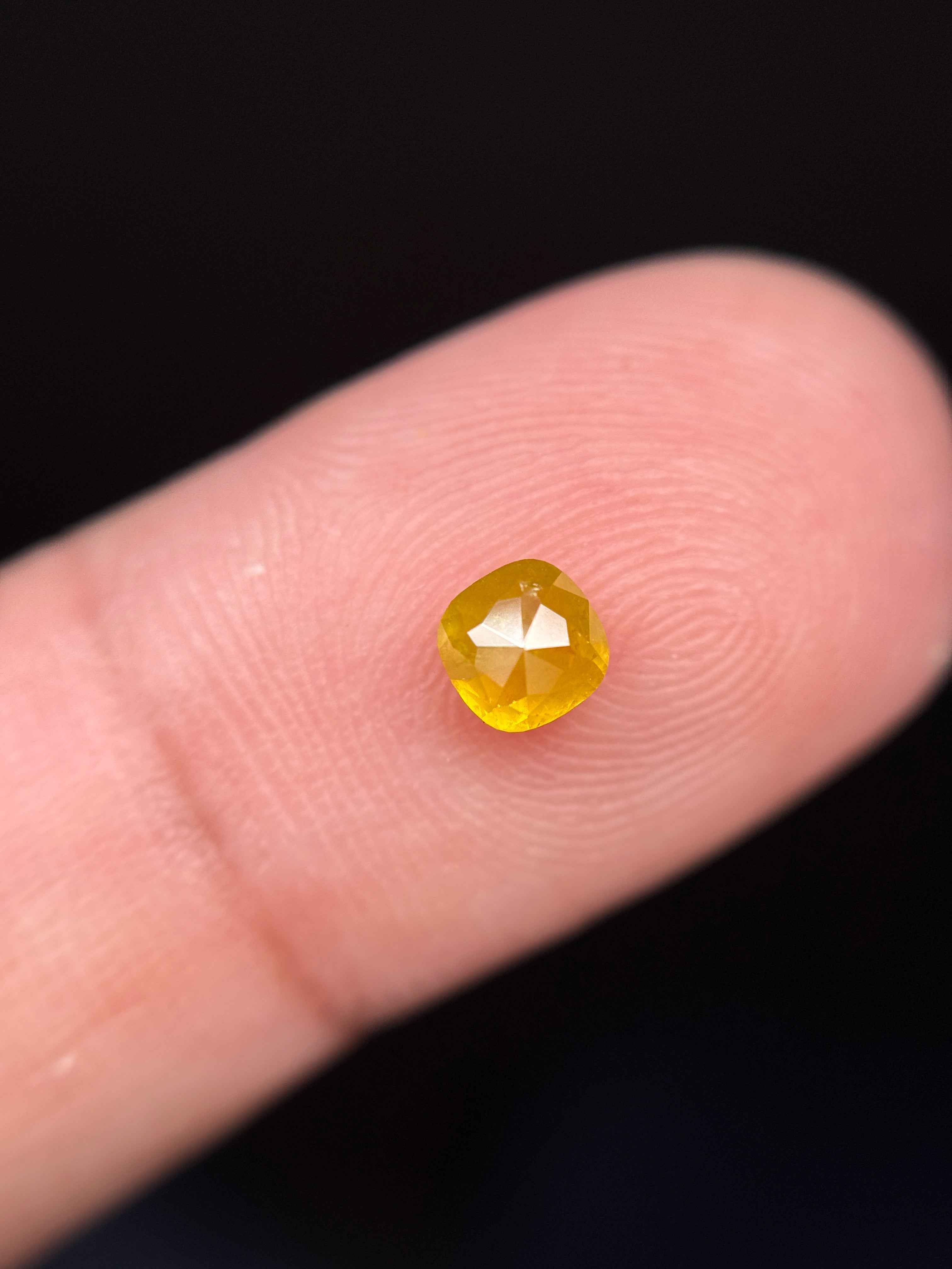 0.67 Ct Cushion Rose Cut Yellow Natural Fancy Diamond