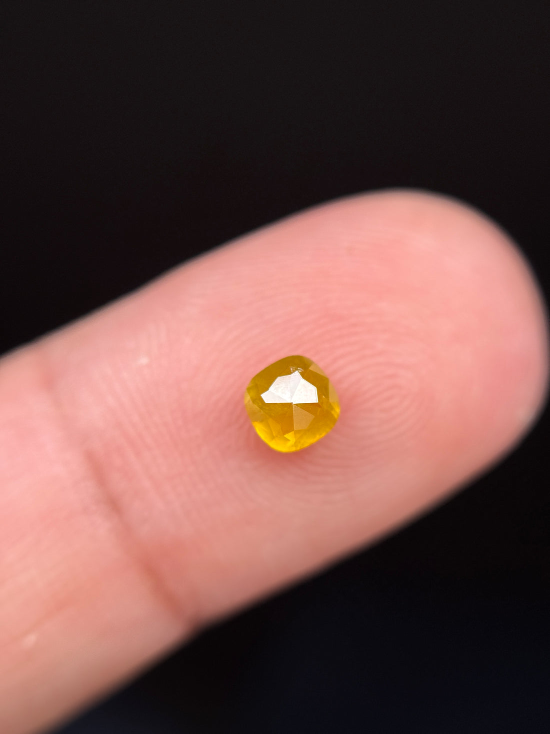 0.67 Ct Cushion Rose Cut Yellow Natural Fancy Diamond