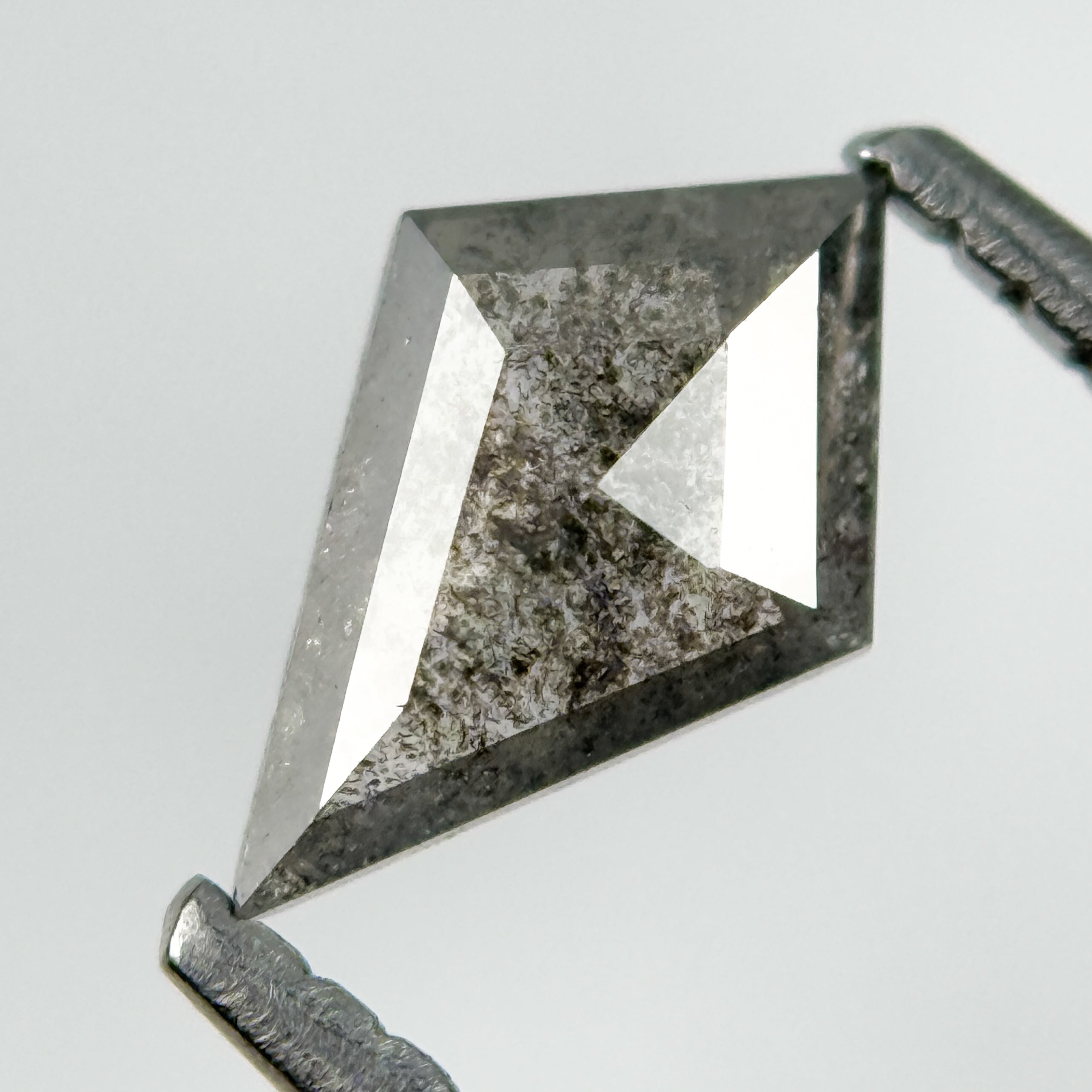 0.53 Ct Kite Rose Cut Grey Natural Salt and Pepper Diamond