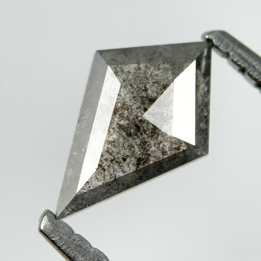 0.53 Ct Kite Rose Cut Grey Natural Salt and Pepper Diamond