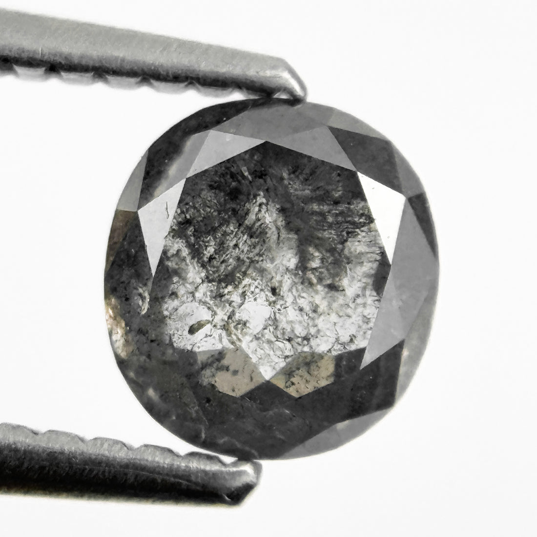 0.86 Ct Cushion Rose Cut Grey Natural Salt and Pepper Diamond
