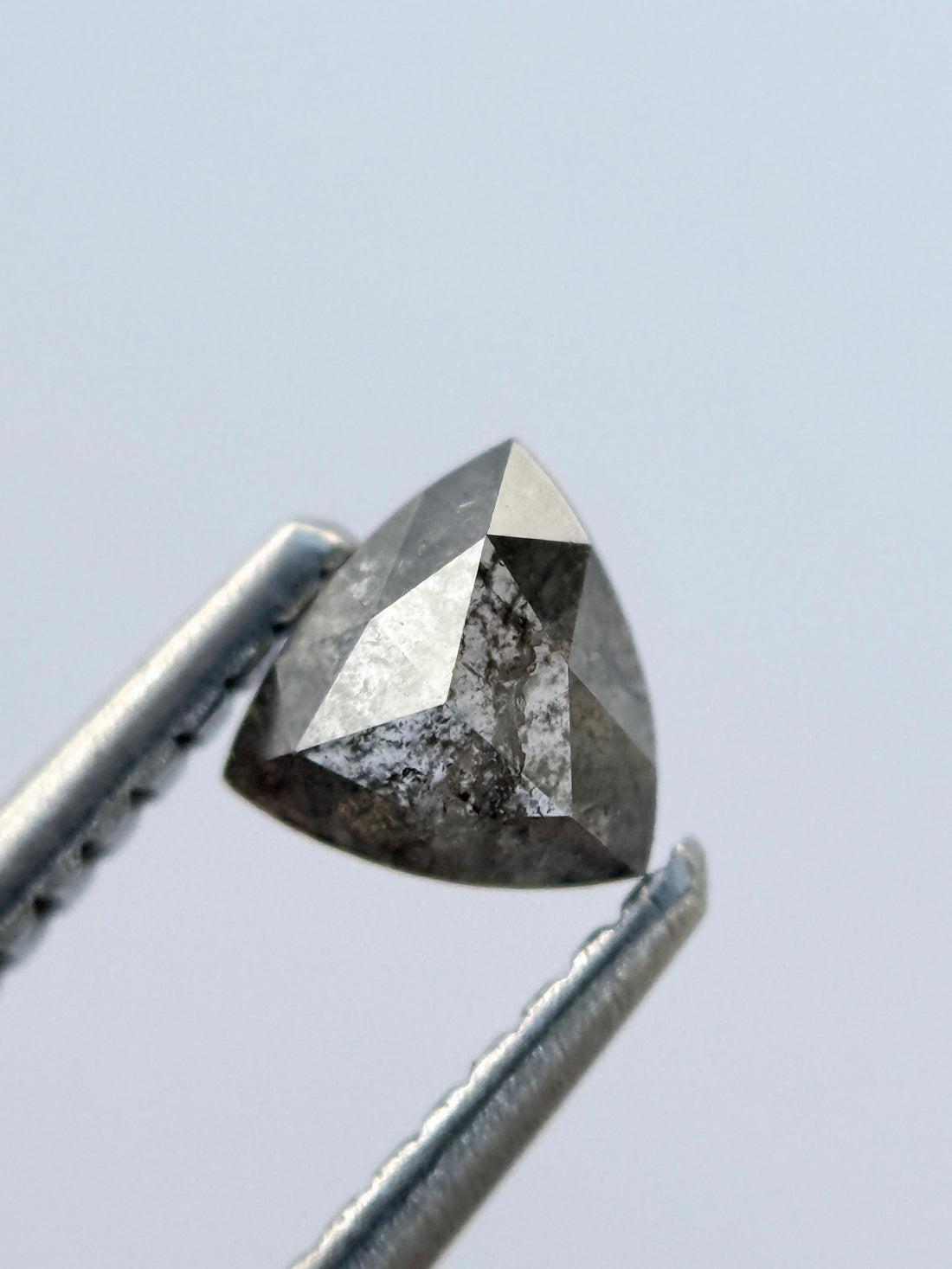 0.49 Ct Triangle Rose Cut Grey Natural Salt and Pepper Diamond