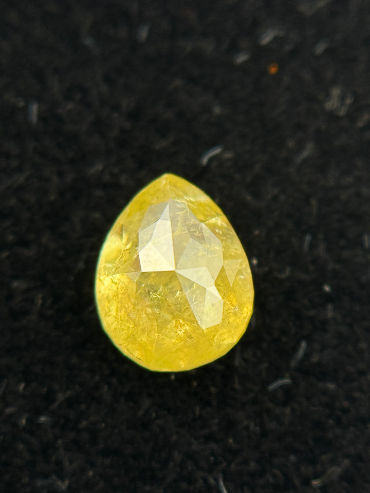0.61 Ct Pear Rose Cut Yellow Natural Galaxy Diamond