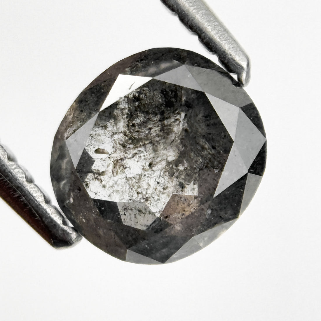 0.86 Ct Cushion Rose Cut Grey Natural Salt and Pepper Diamond
