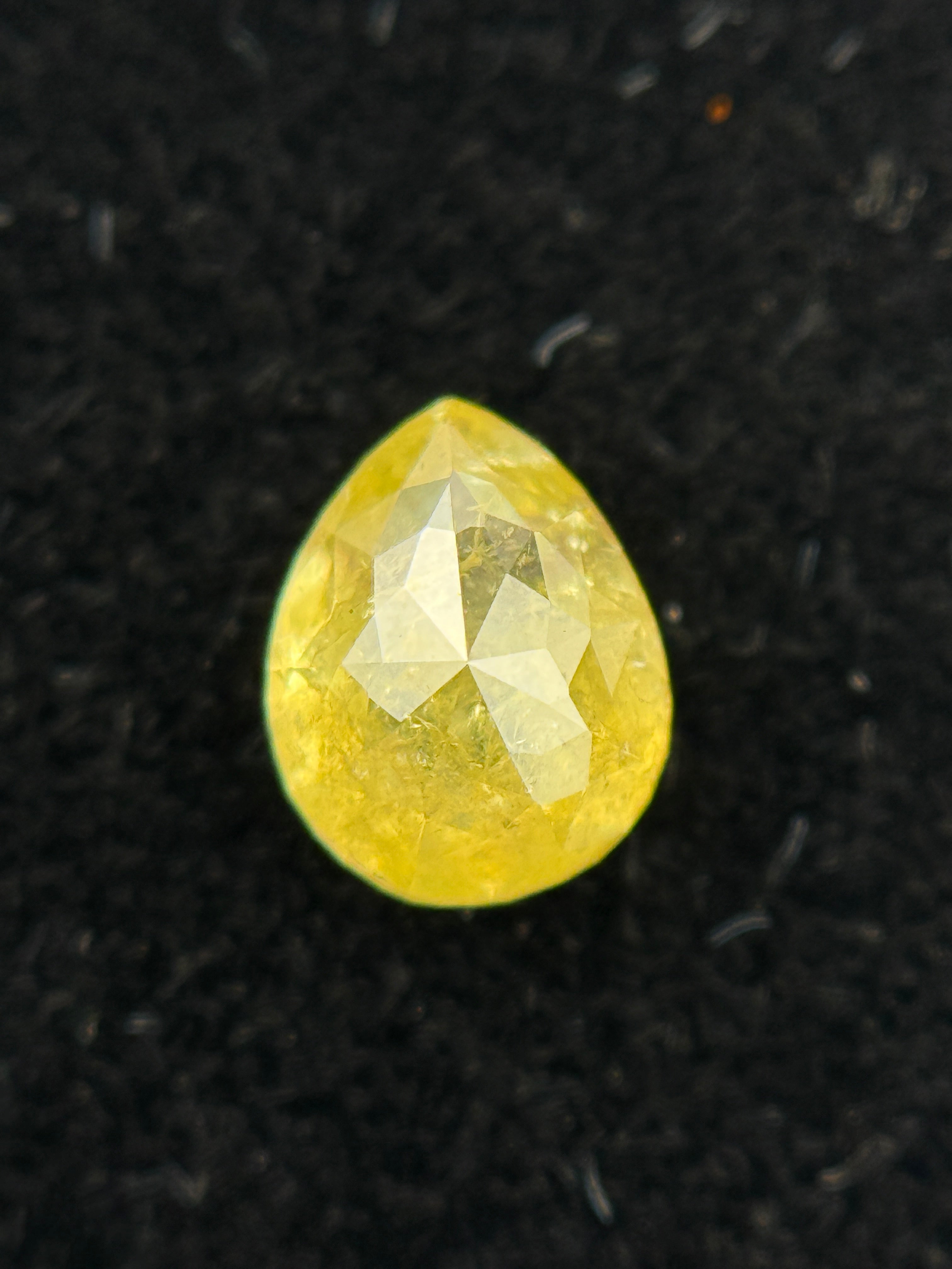 0.61 Ct Pear Rose Cut Yellow Natural Galaxy Diamond