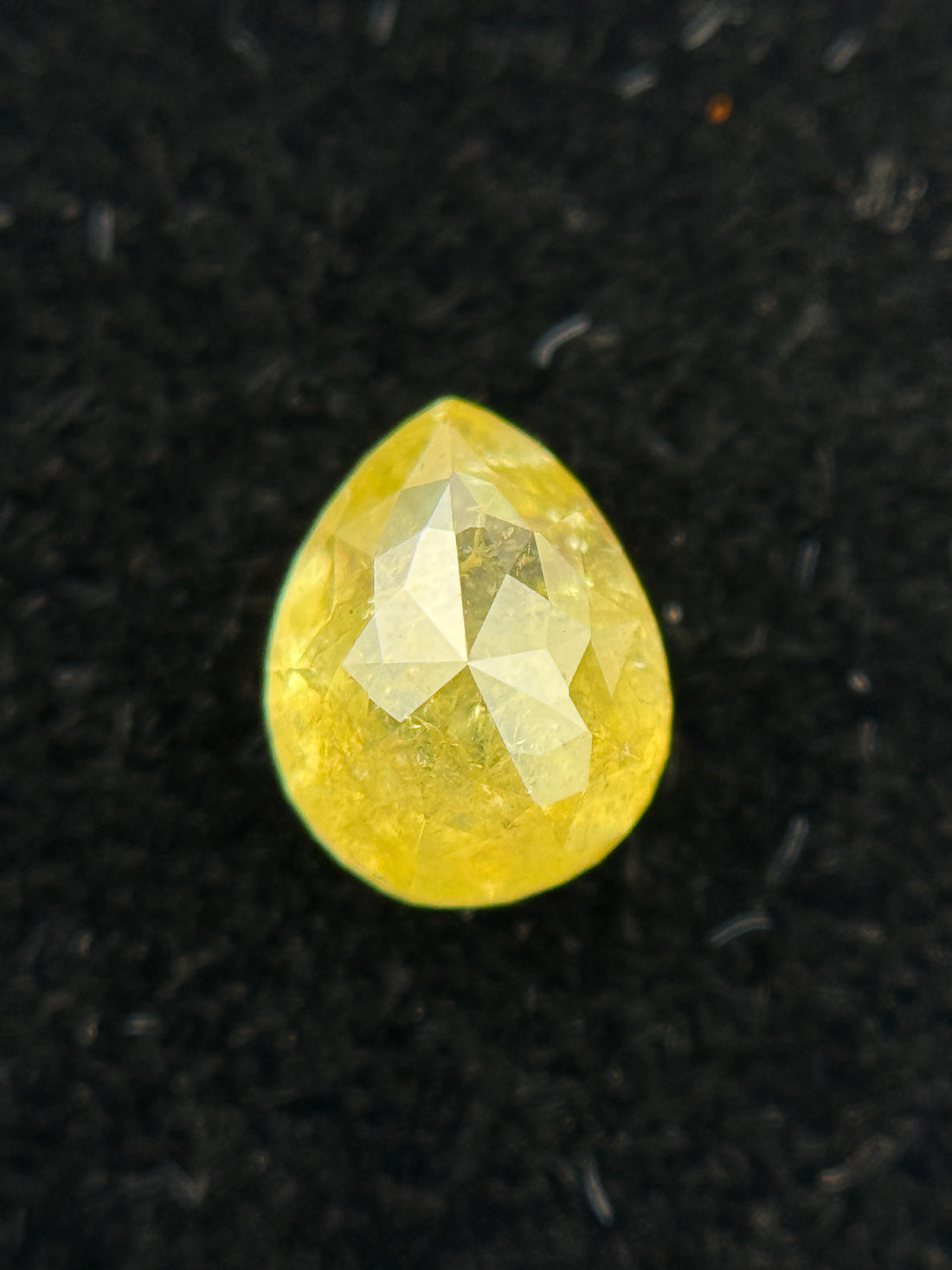 0.61 Ct Pear Rose Cut Yellow Natural Galaxy Diamond