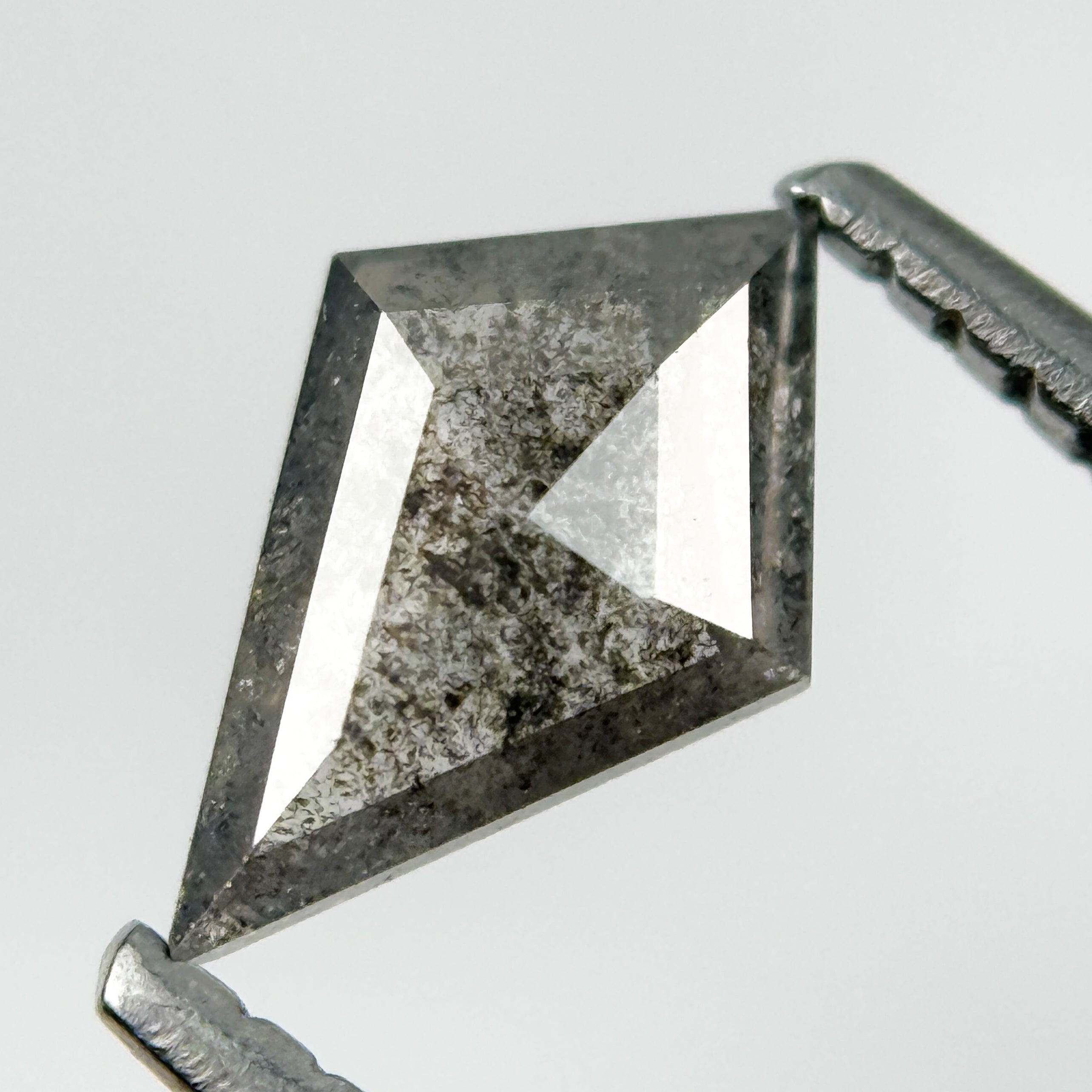 0.53 Ct Kite Rose Cut Grey Natural Salt and Pepper Diamond