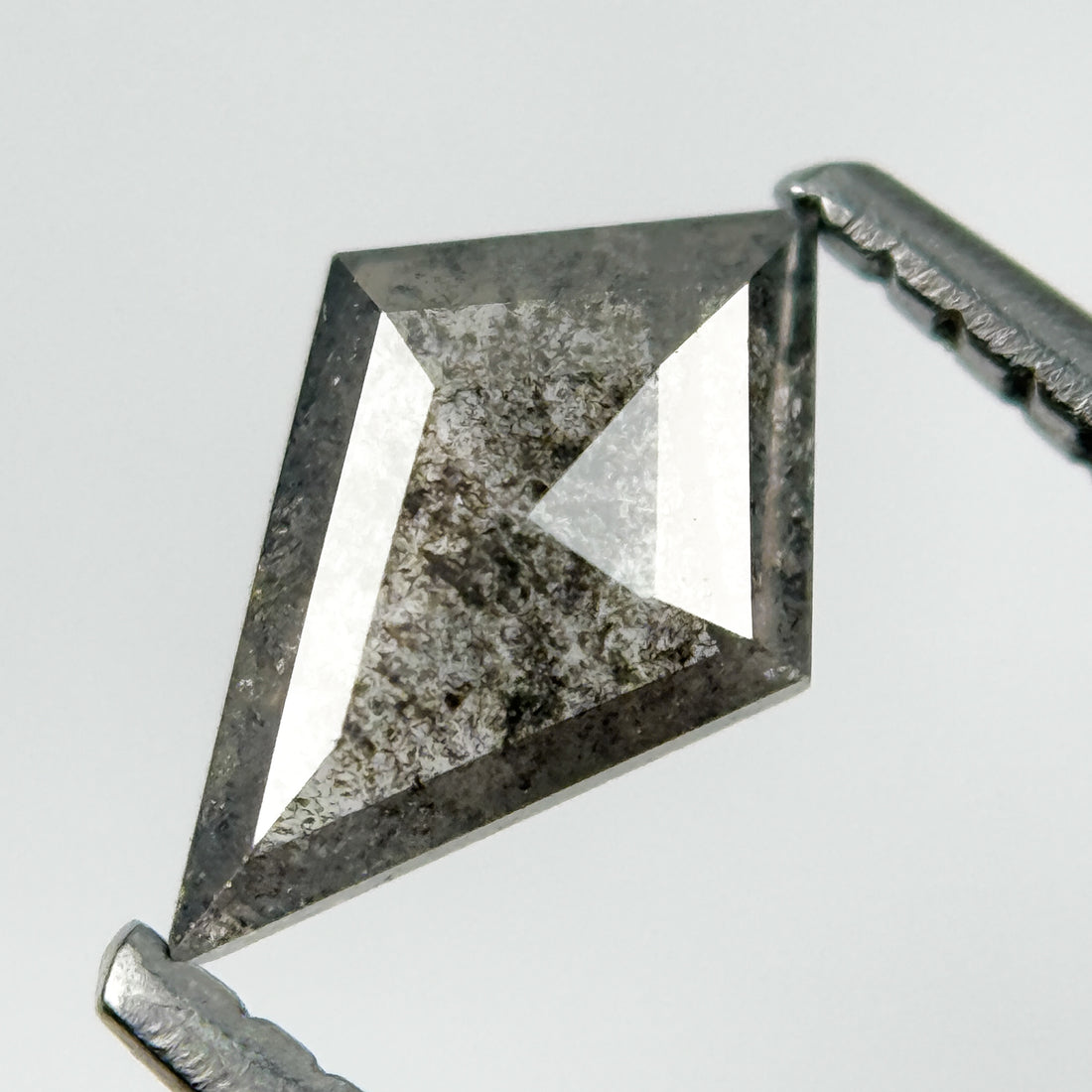 0.53 Ct Kite Rose Cut Grey Natural Salt and Pepper Diamond