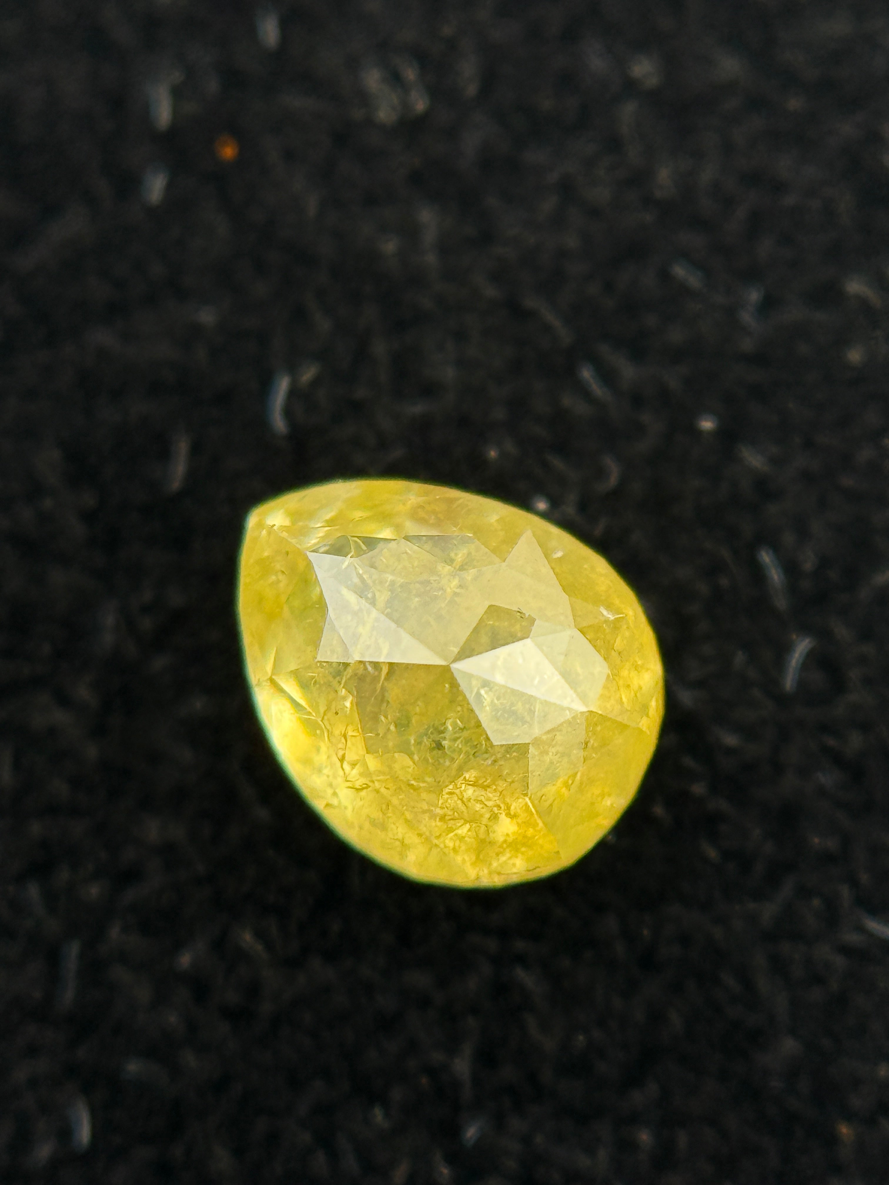 0.61 Ct Pear Rose Cut Yellow Natural Galaxy Diamond