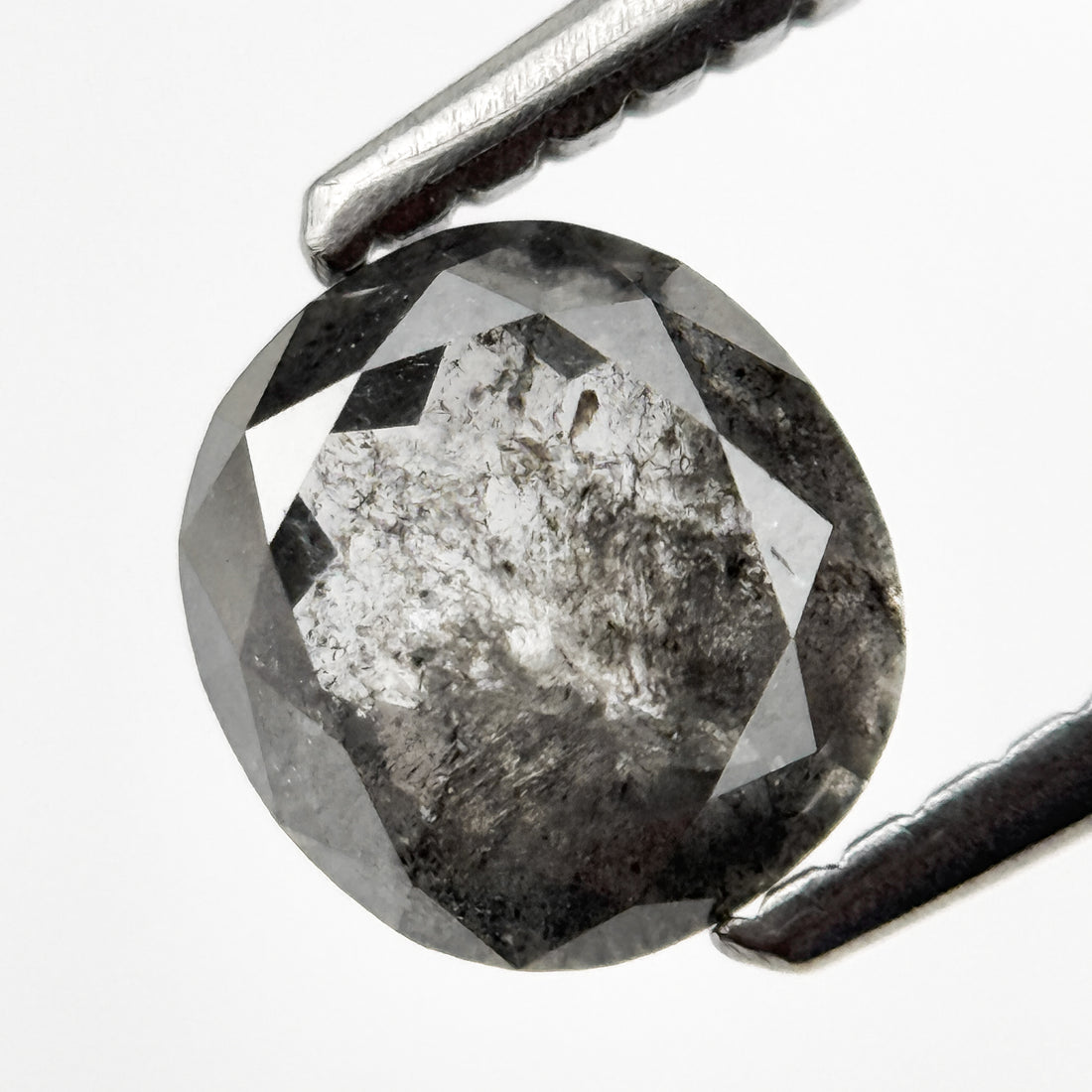 0.86 Ct Cushion Rose Cut Grey Natural Salt and Pepper Diamond