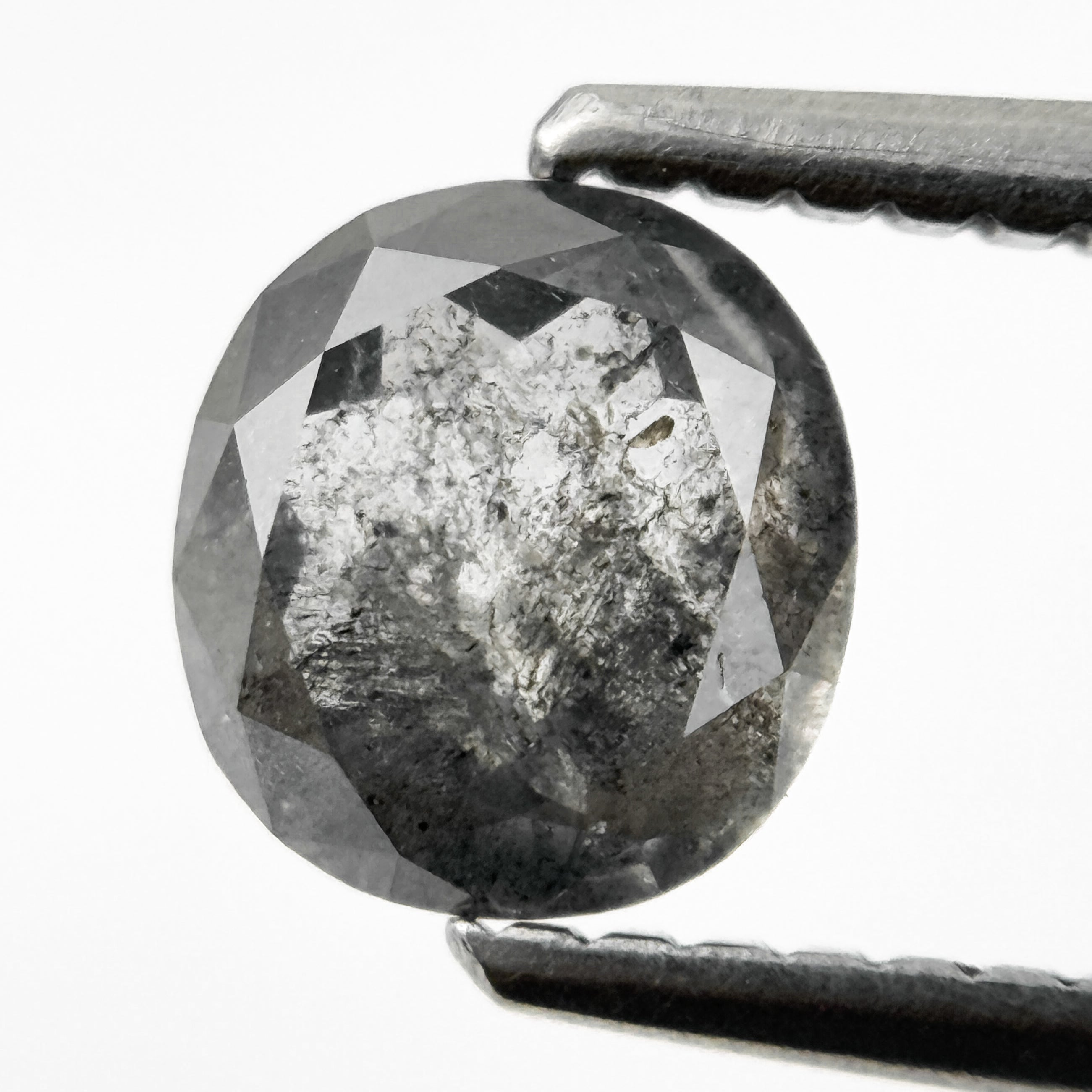 0.86 Ct Cushion Rose Cut Grey Natural Salt and Pepper Diamond