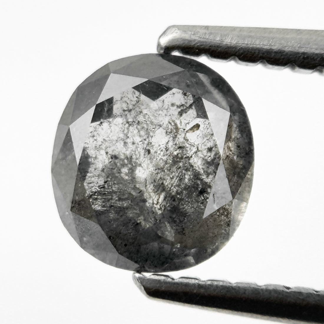 0.86 Ct Cushion Rose Cut Grey Natural Salt and Pepper Diamond