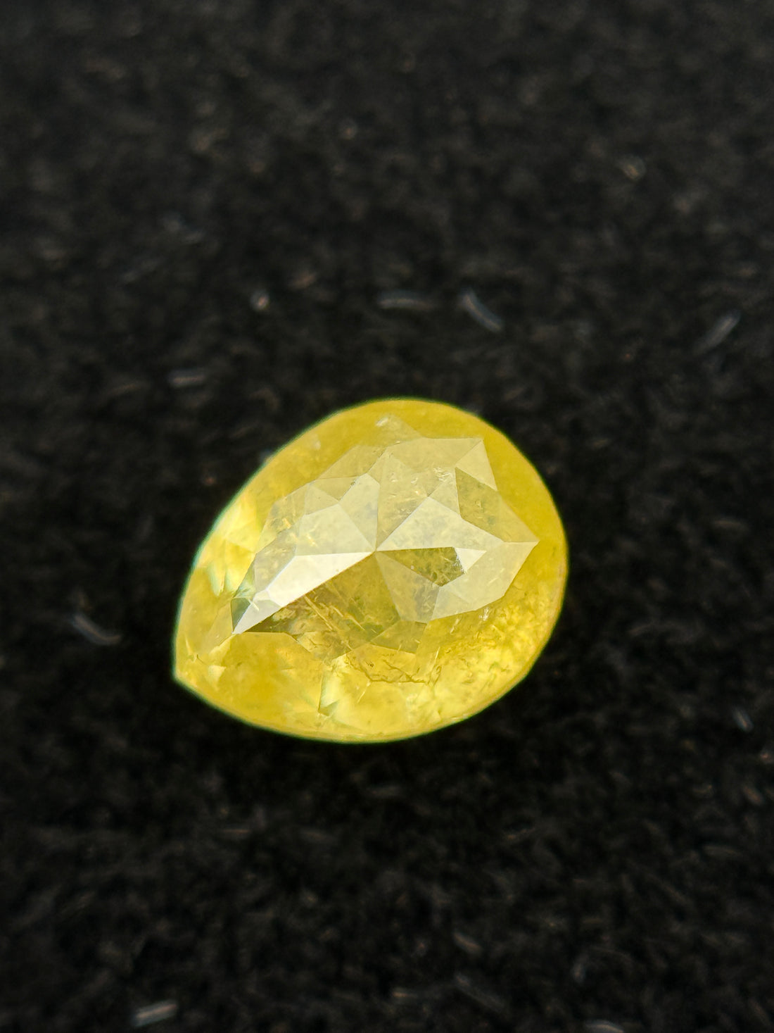 0.61 Ct Pear Rose Cut Yellow Natural Galaxy Diamond