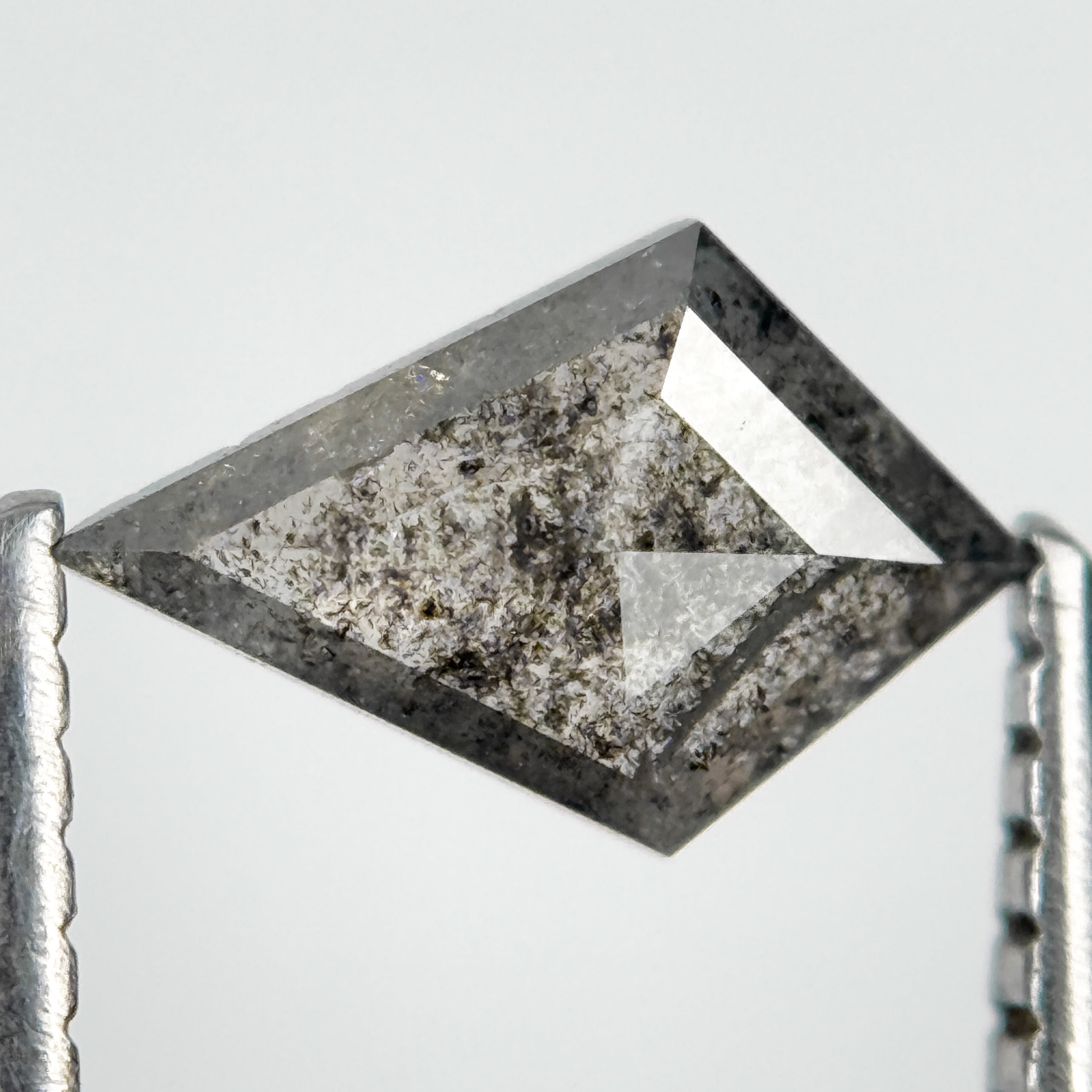 0.53 Ct Kite Rose Cut Grey Natural Salt and Pepper Diamond