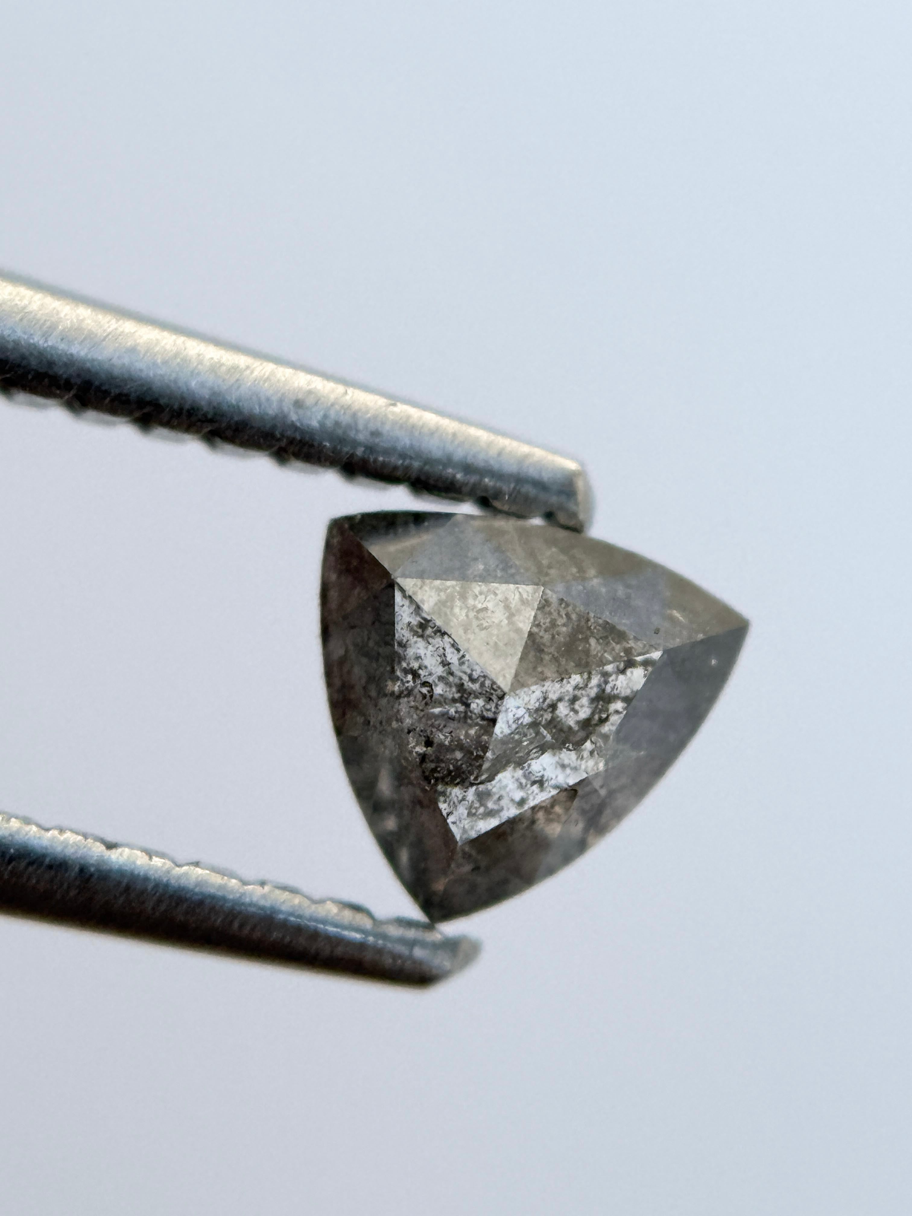 0.49 Ct Triangle Rose Cut Grey Natural Salt and Pepper Diamond