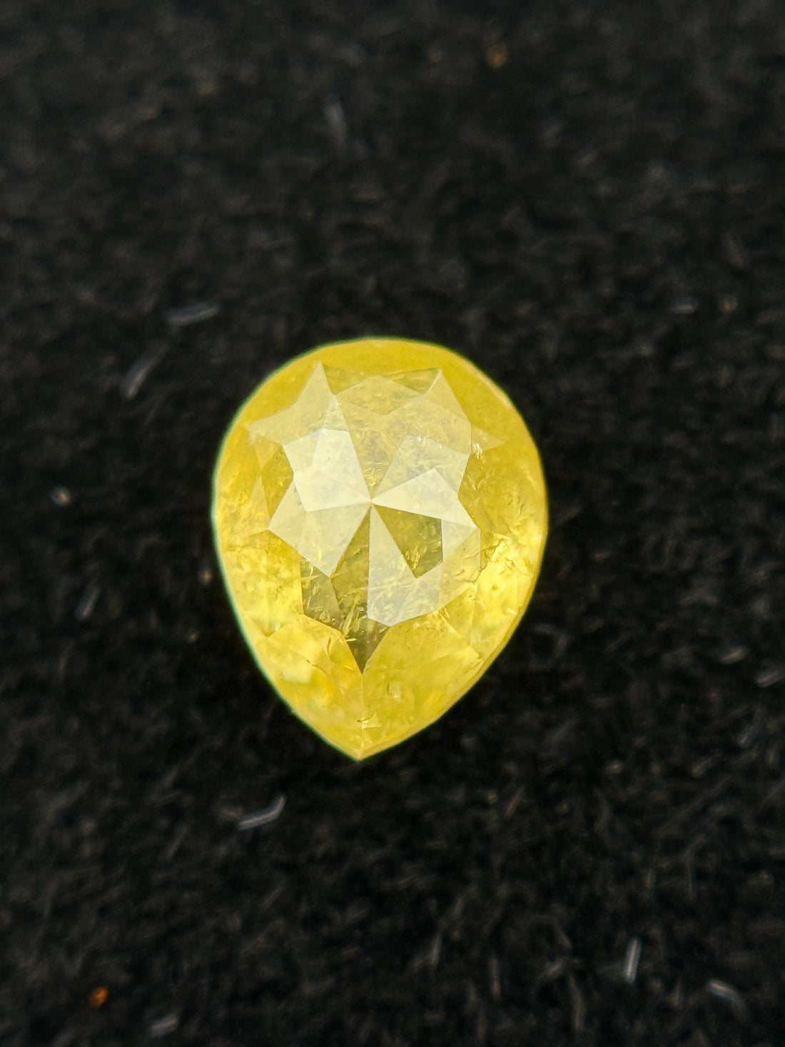 0.61 Ct Pear Rose Cut Yellow Natural Galaxy Diamond