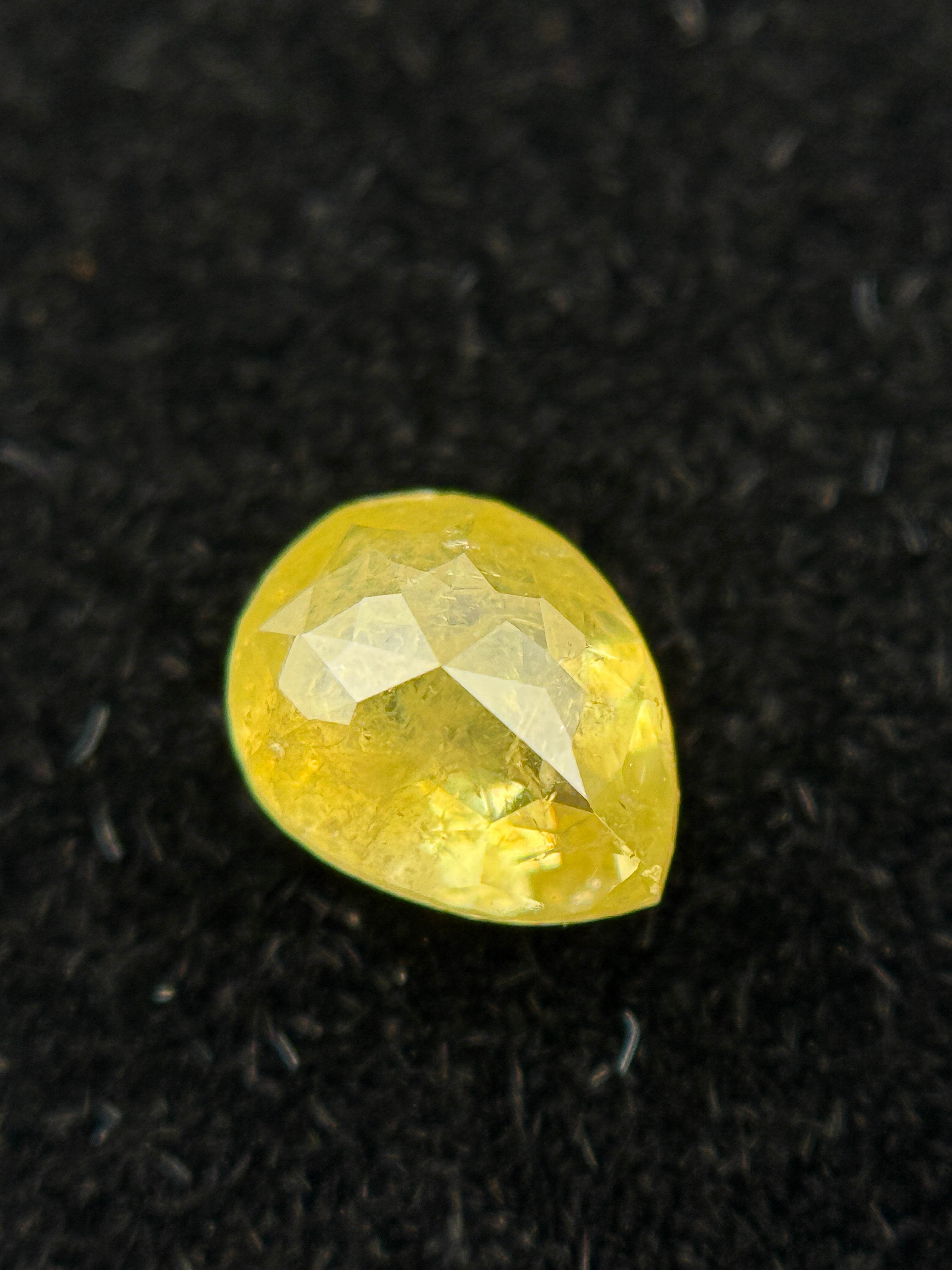 0.61 Ct Pear Rose Cut Yellow Natural Galaxy Diamond