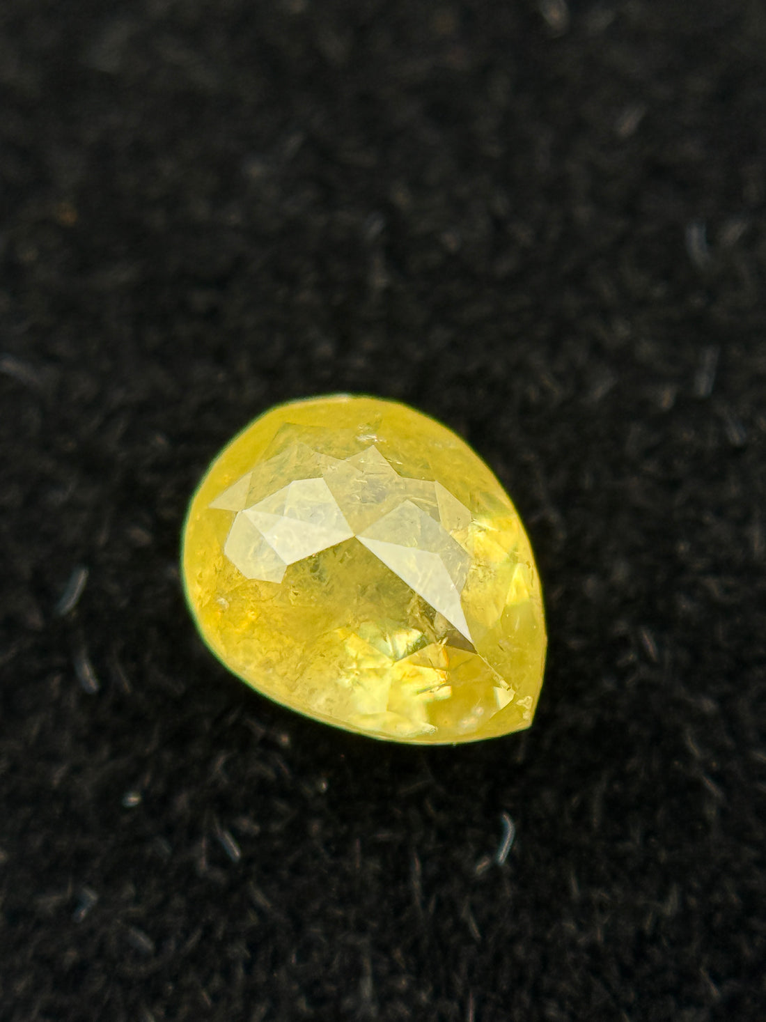 0.61 Ct Pear Rose Cut Yellow Natural Galaxy Diamond