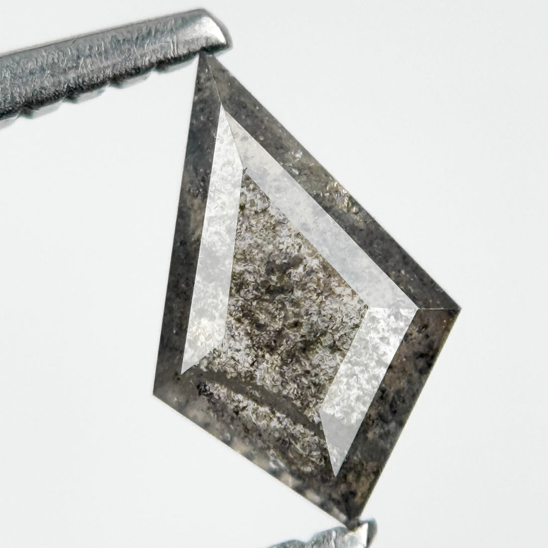 0.53 Ct Kite Rose Cut Grey Natural Salt and Pepper Diamond