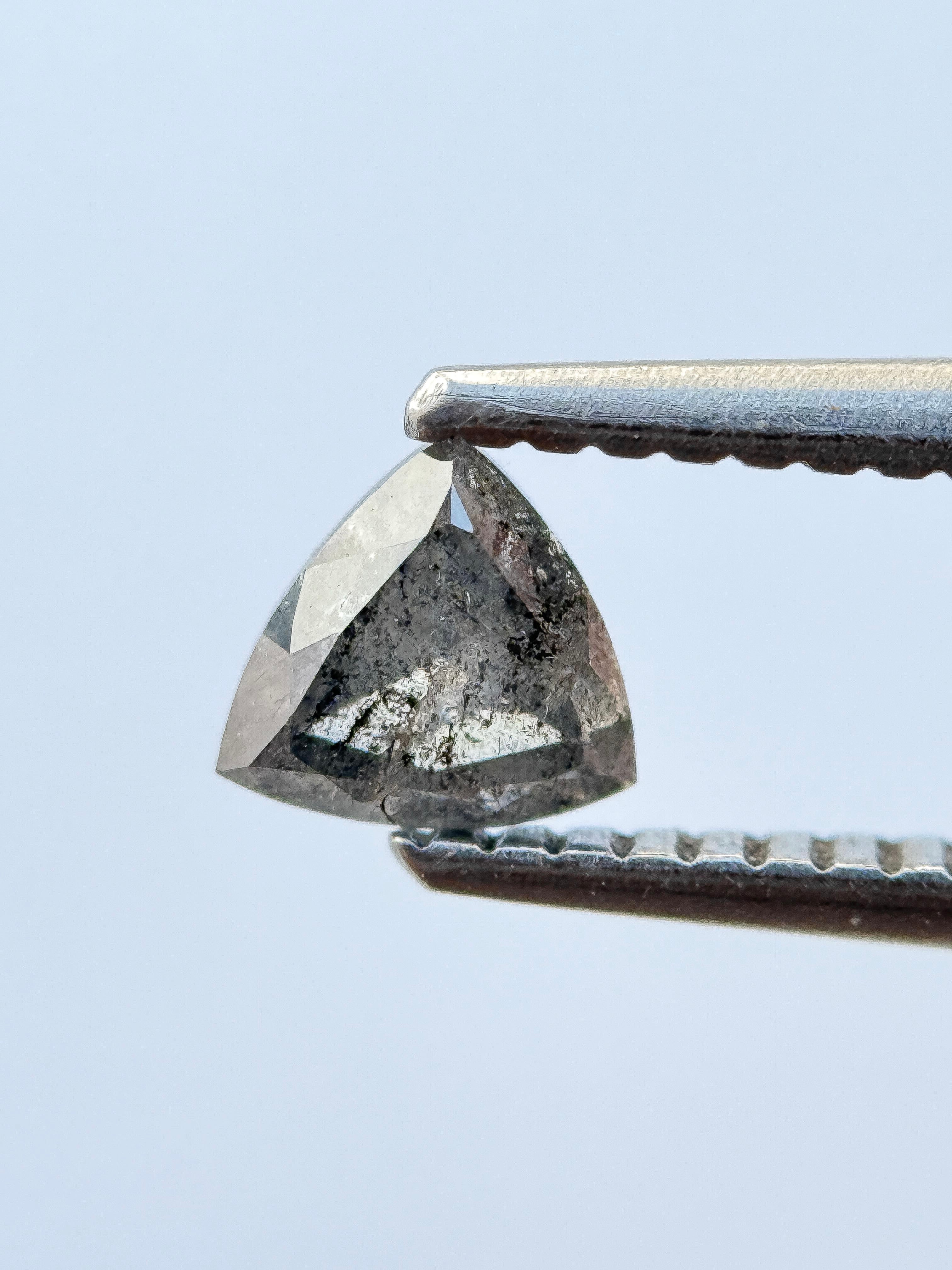 0.49 Ct Triangle Rose Cut Grey Natural Salt and Pepper Diamond