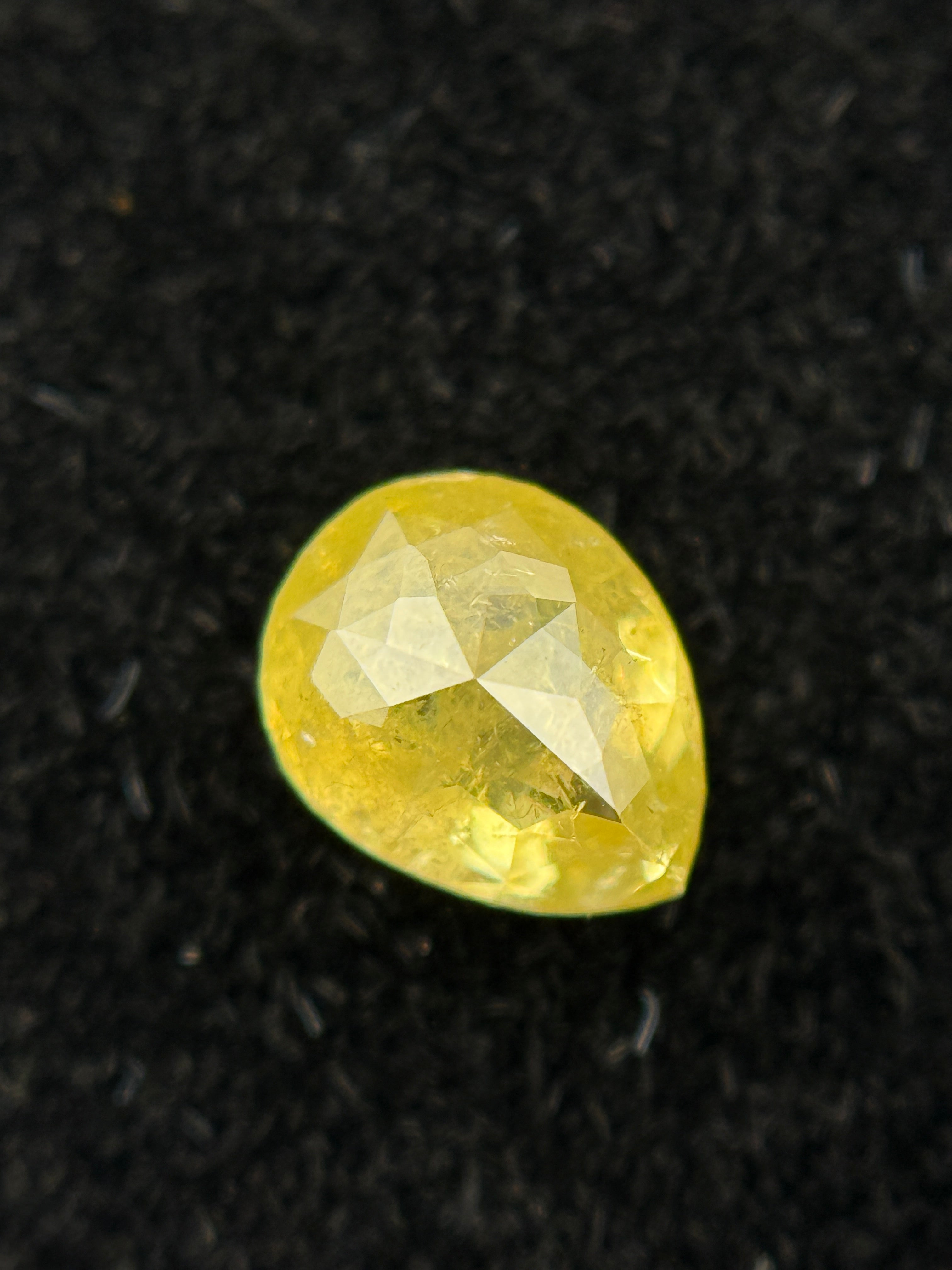 0.61 Ct Pear Rose Cut Yellow Natural Galaxy Diamond