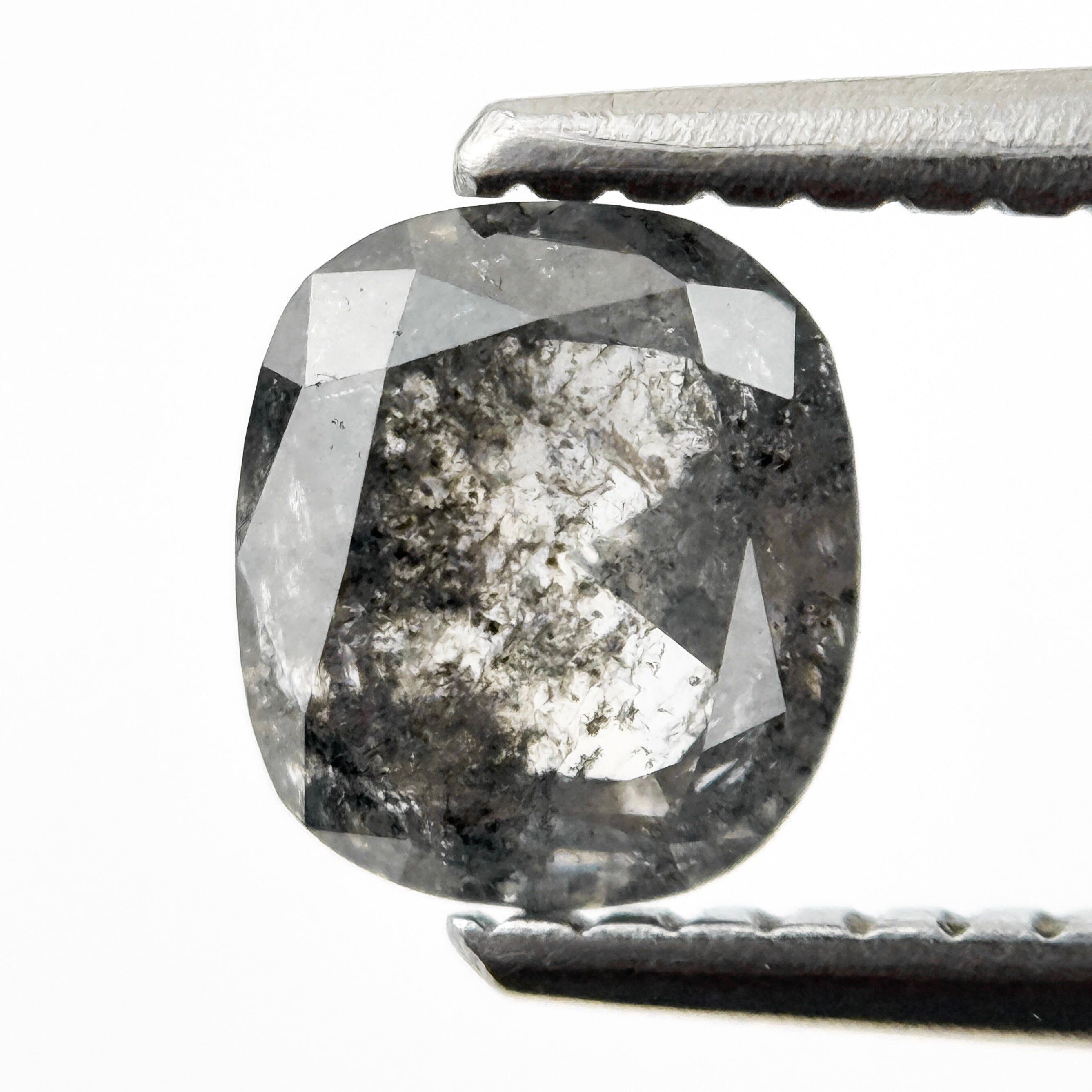 0.78 Ct Cushion Rose Cut Grey Natural Salt and Pepper Diamond