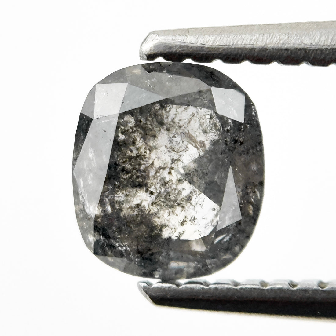 0.78 Ct Cushion Rose Cut Grey Natural Salt and Pepper Diamond