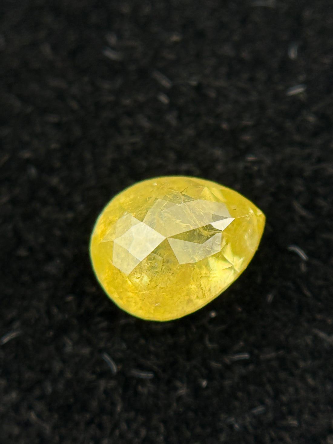 0.61 Ct Pear Rose Cut Yellow Natural Galaxy Diamond